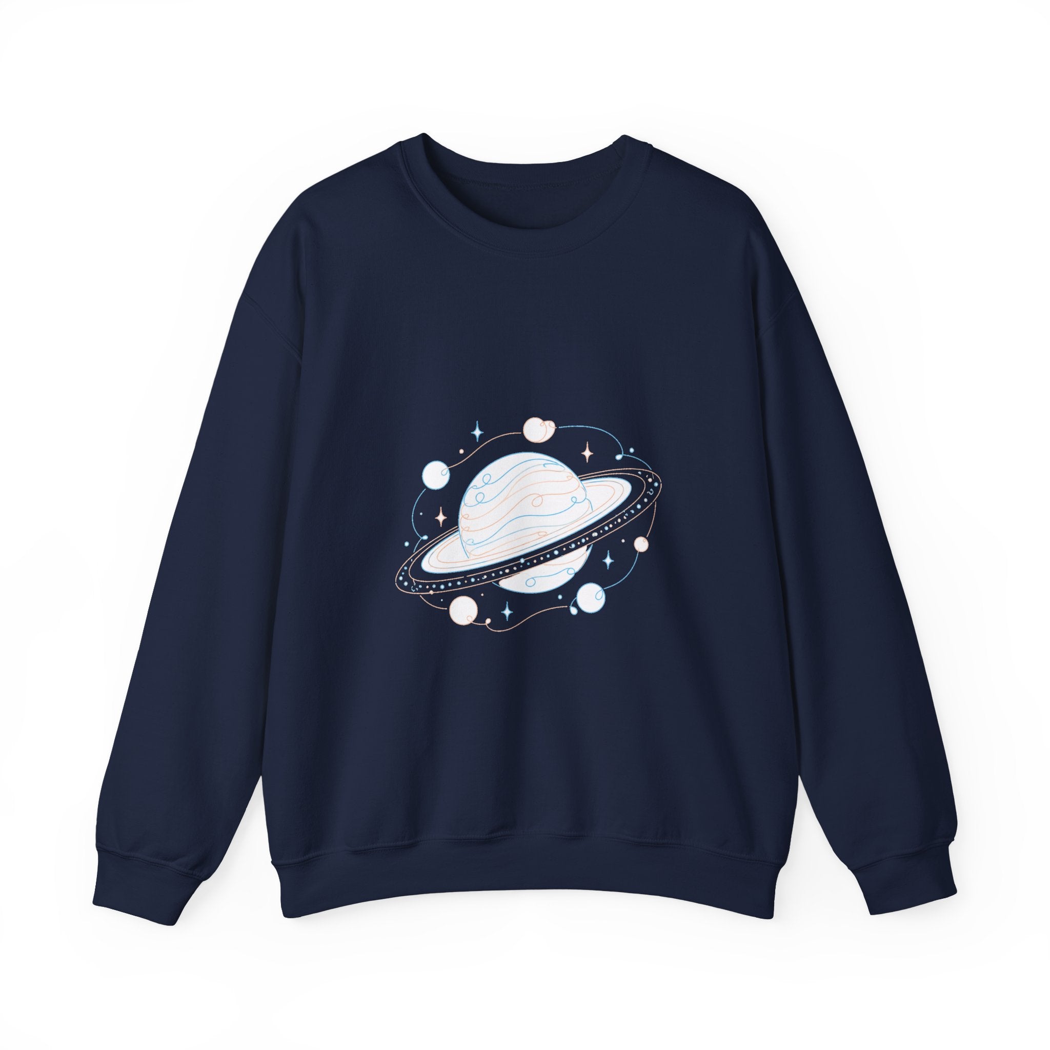 Matching Couple Sweatshirt - Astronaut & Planet Matching Couple Premium Fleece Sweatshirt Minimalist Art His Hers Christmas Gift - Design B