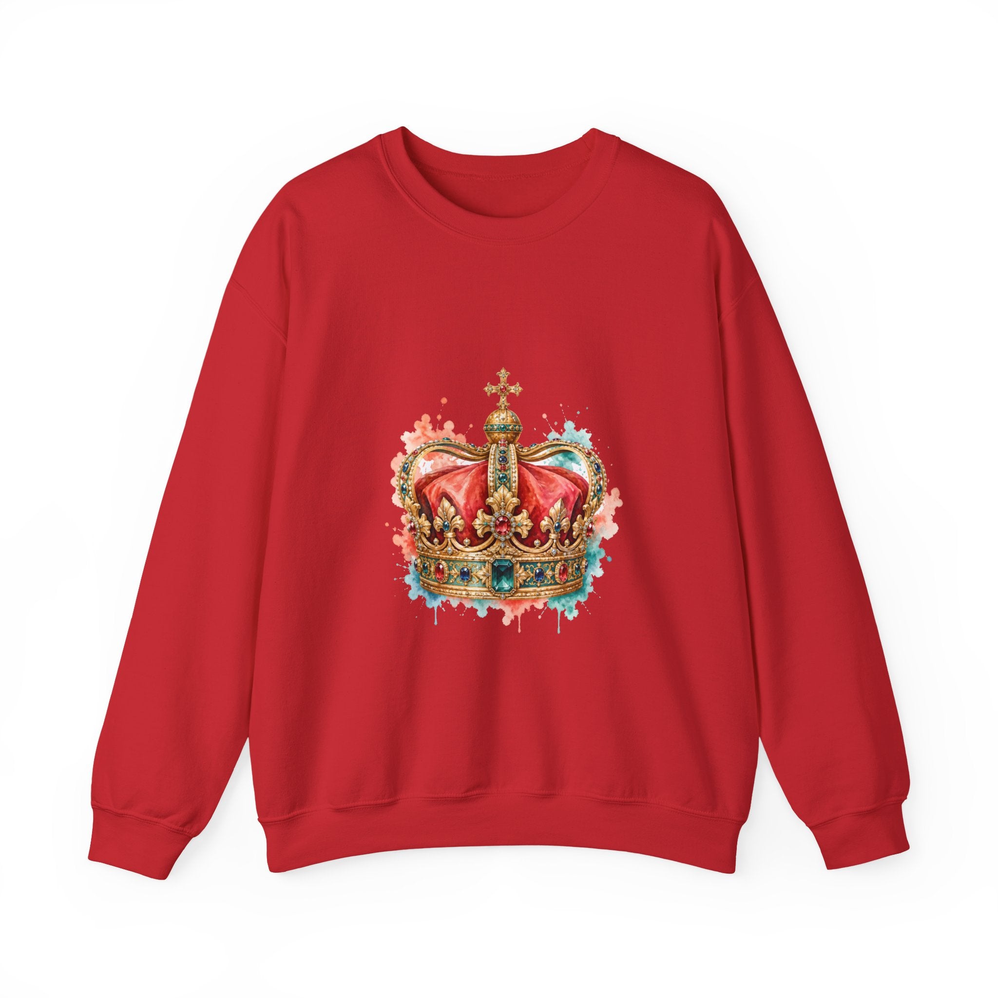 Matching Couple Sweatshirt - Crown & Shield Matching Couple Comfort Colors Crew Watercolor Art His Hers Birthday Gift - Design A