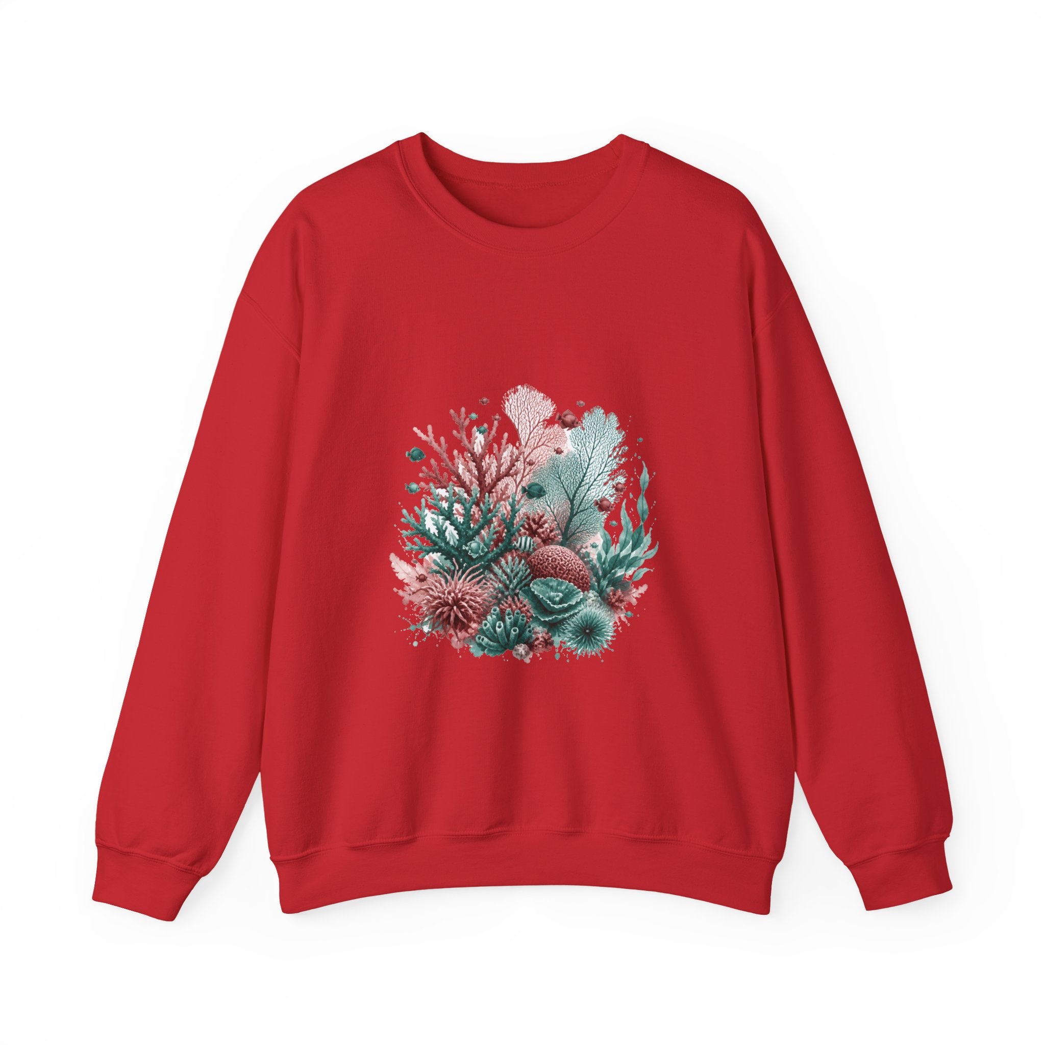 Matching Couple Sweatshirt - Coral Reef & Deep Sea Matching Couple Premium Fleece Sweatshirt Watercolor Art His Hers Birthday Gift - Design A