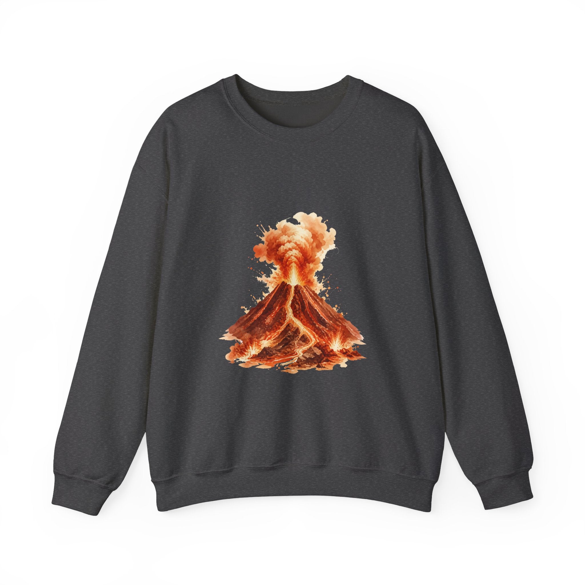 Matching Couple Sweatshirt - Volcano & Glacier Matching Couple Crewneck Sweatshirt Watercolor Art His Hers Engagement Gift - Design A
