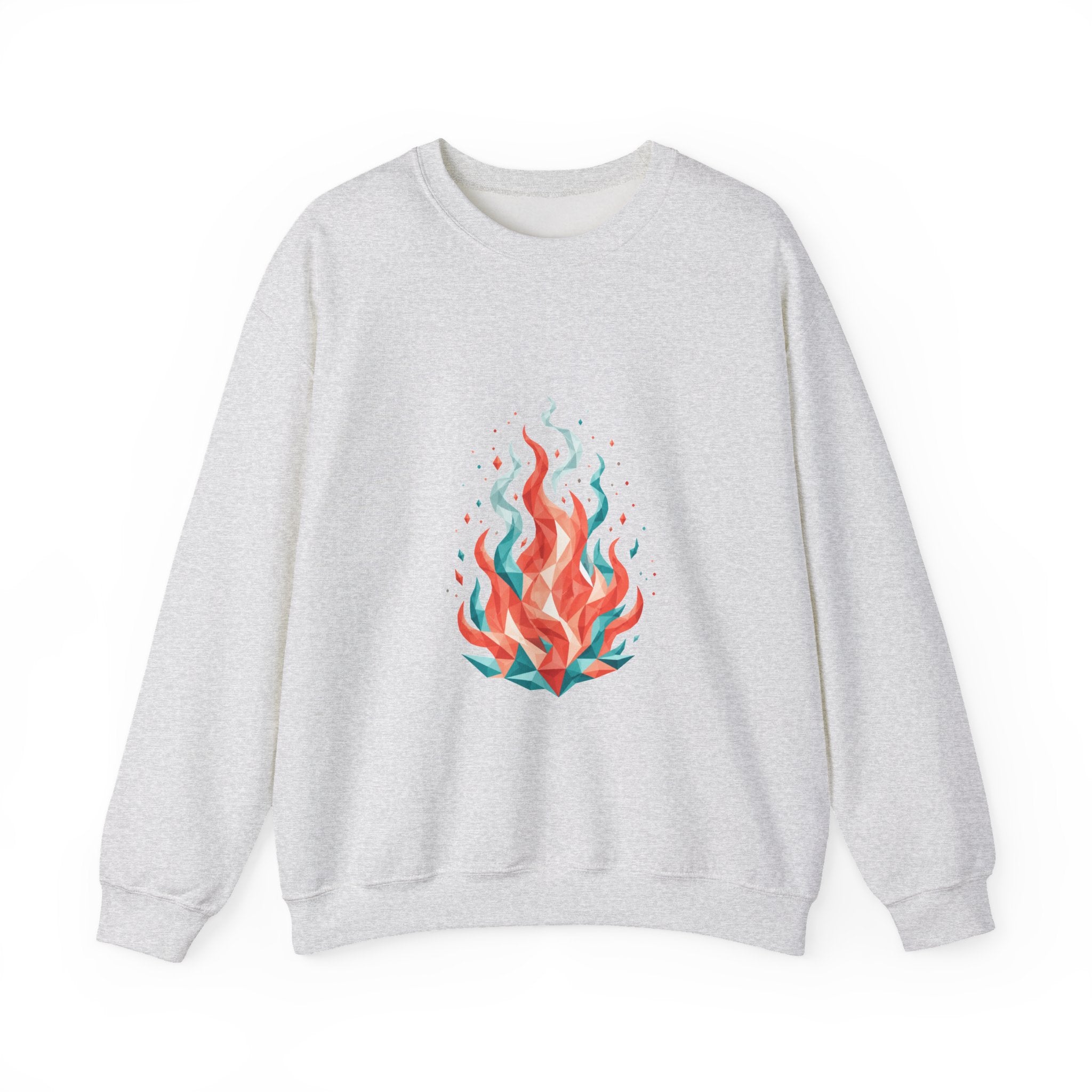 Matching Couple Sweatshirt - Wildfire & Waterfall Matching Couple Premium Fleece Sweatshirt Geometric Art His Hers Love Gift - Design A