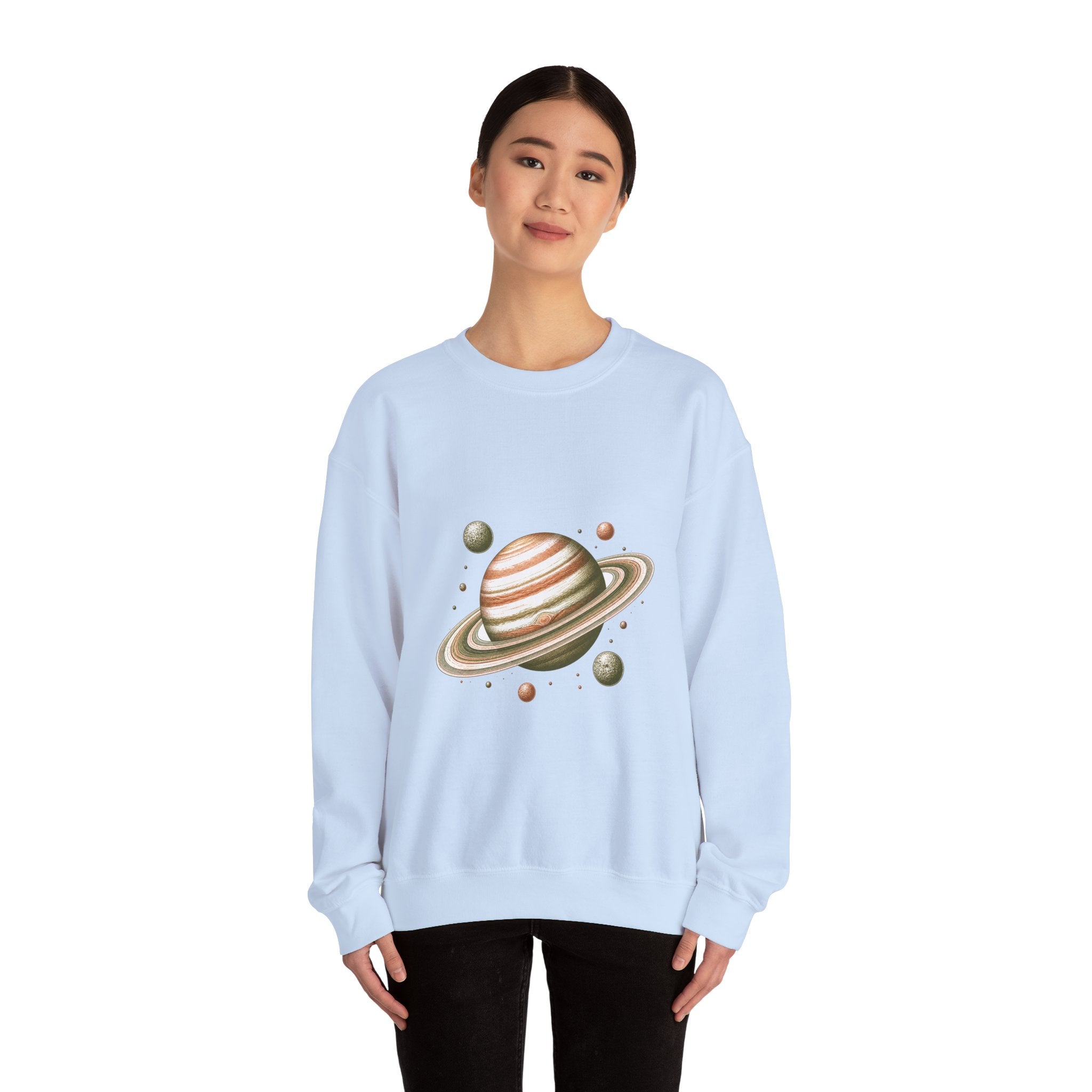 Matching Couple Sweatshirt - Saturn & Jupiter Matching Couple Comfort Colors Crew Hand-Drawn Art His Hers Anniversary Gift - Design A