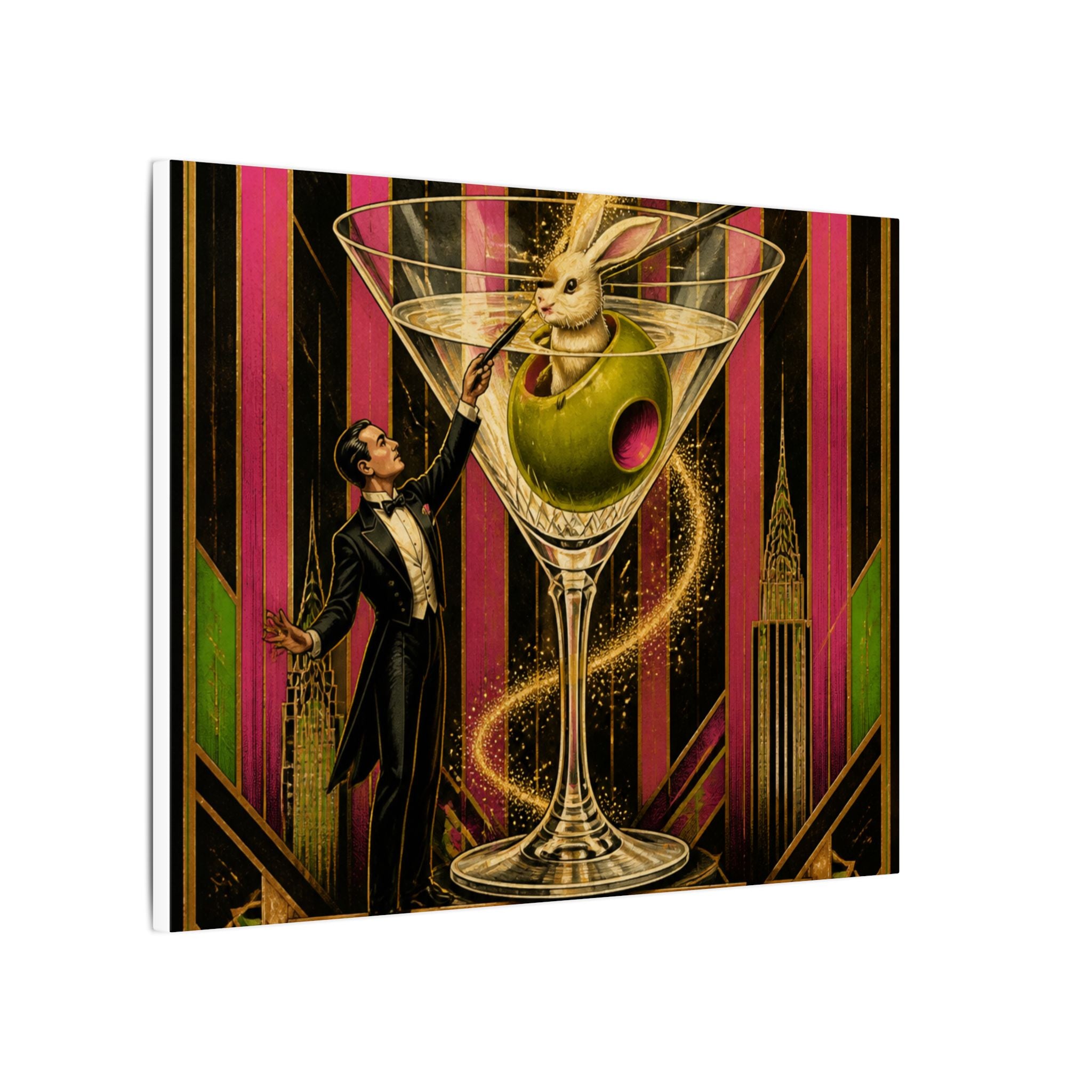 Martini Magician Wall Art Canvas 24×36 Art Deco Bar Area Decor Maximalist Print