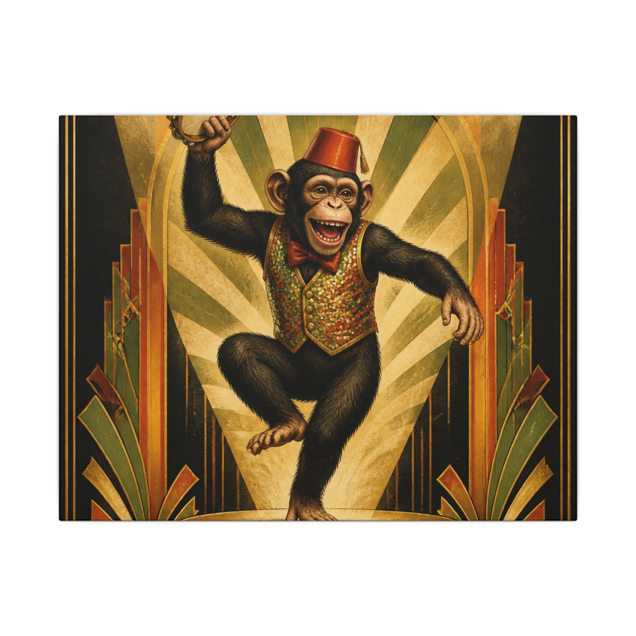 Dancing Monkey Wall Art Canvas 16×20 Art Deco Entryway Decor Maximalist Print