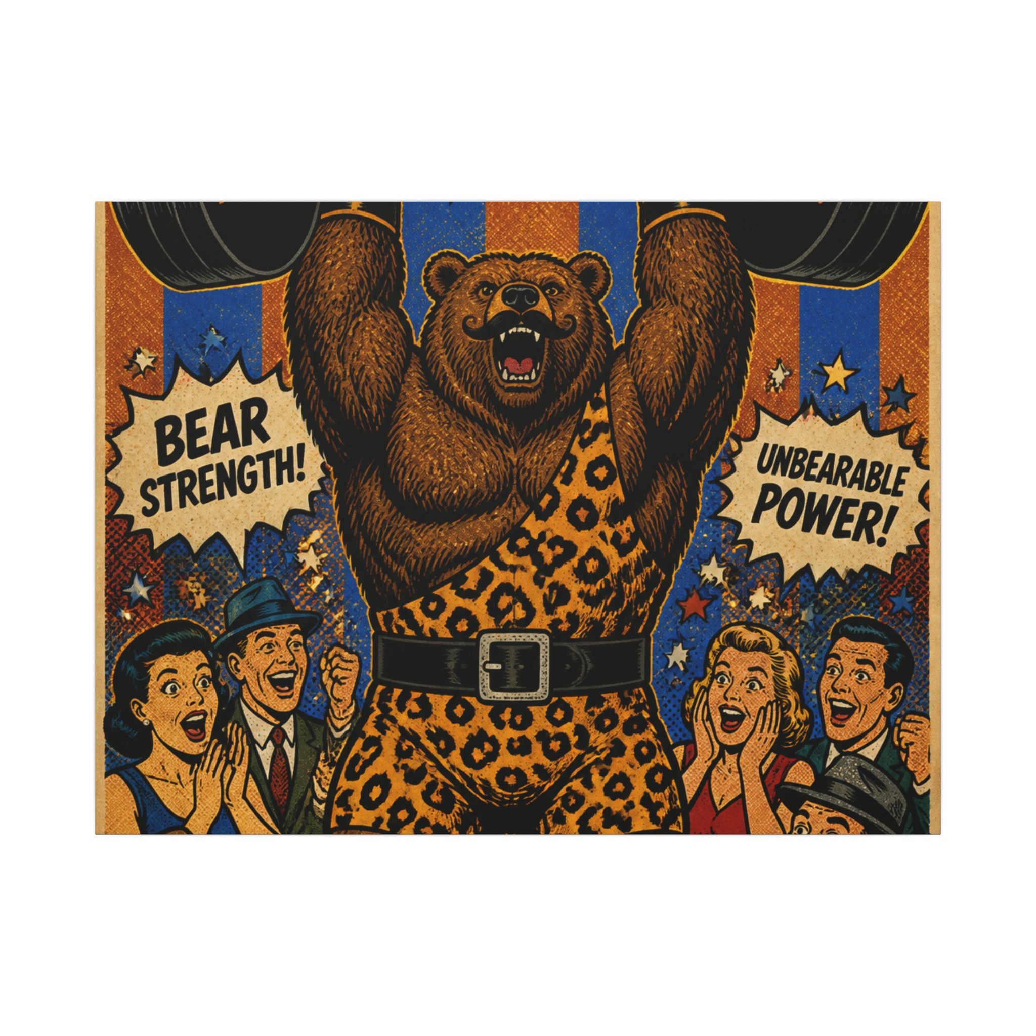 Strongman Bear Wall Art Canvas 16×20 Pop Art Living Room Decor Maximalist Print