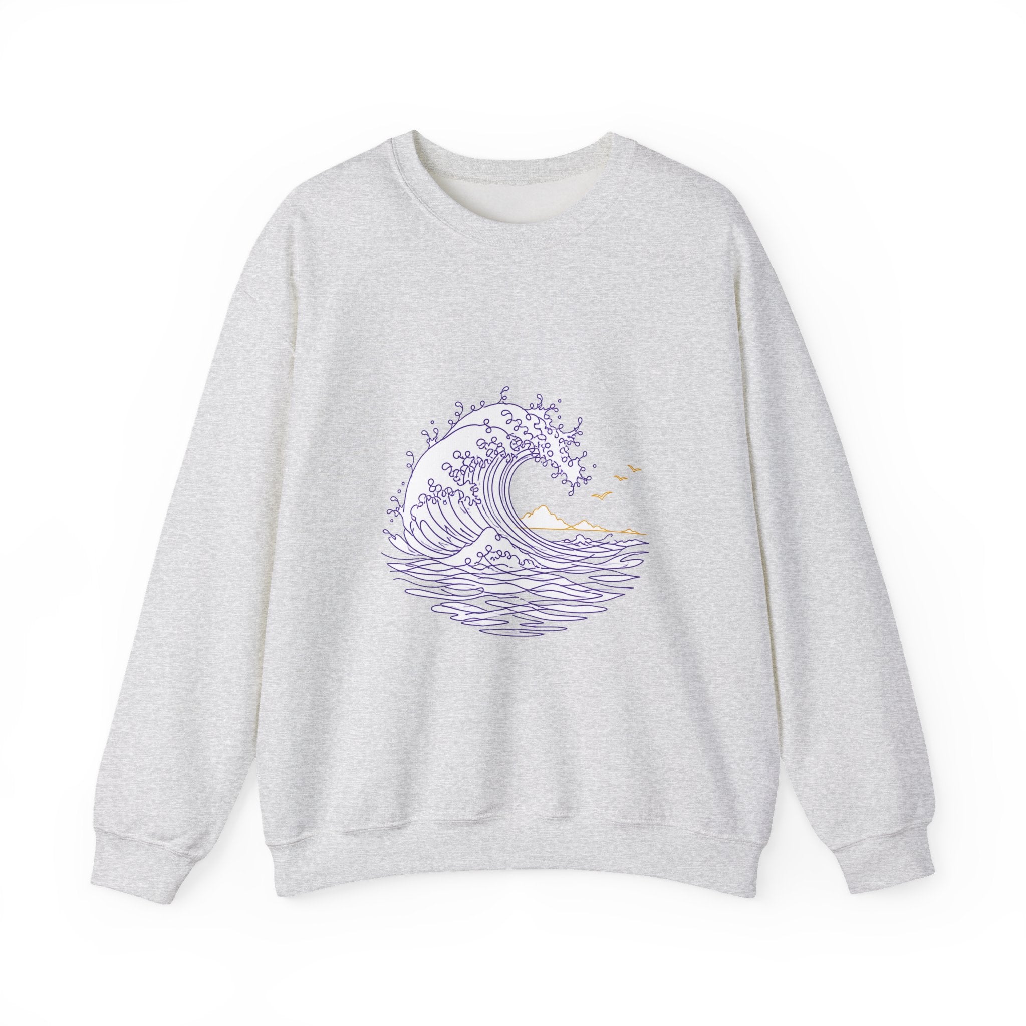 Matching Couple Sweatshirt - Mountain & Ocean Matching Couple Premium Fleece Sweatshirt Minimalist Art His Hers Christmas Gift - Design B