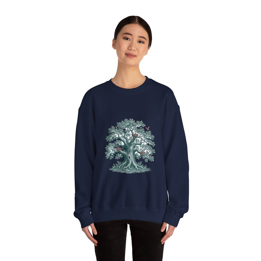 Matching Couple Sweatshirt - Ancient Oak & Deep Roots Matching Couple Premium Fleece Sweatshirt Vintage Art His Hers Honeymoon Gift - Design A