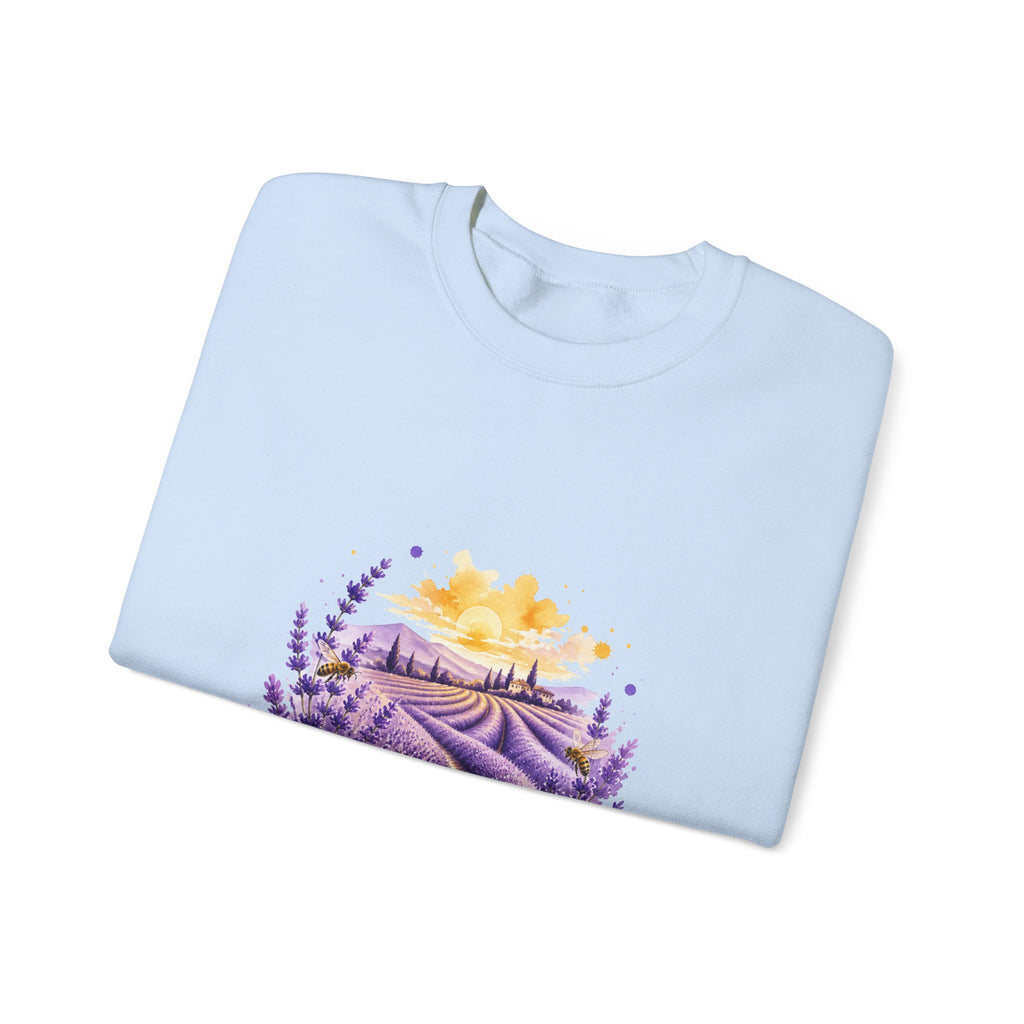 Matching Couple Sweatshirt - Lavender Fields & Canyon Matching Couple Premium Fleece Sweatshirt Watercolor Art His Hers Birthday Gift - Design A