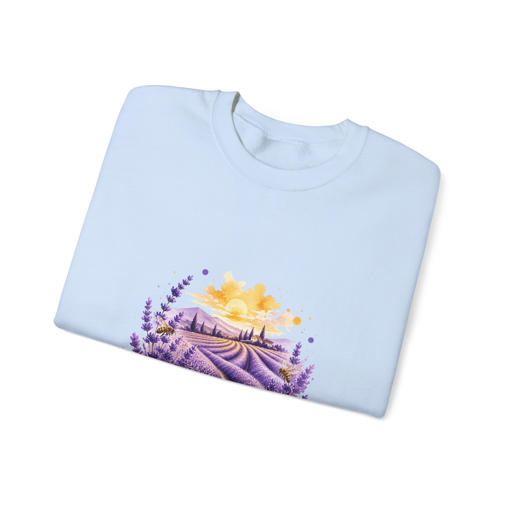 Matching Couple Sweatshirt - Lavender Fields & Canyon Matching Couple Premium Fleece Sweatshirt Watercolor Art His Hers Birthday Gift - Design A