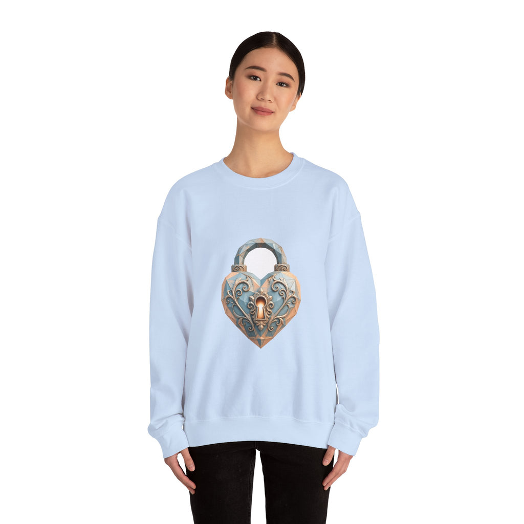 Matching Couple Sweatshirt - Key & Lock Matching Couple Crewneck Sweatshirt Geometric Art His Hers Couple Gift - Design B