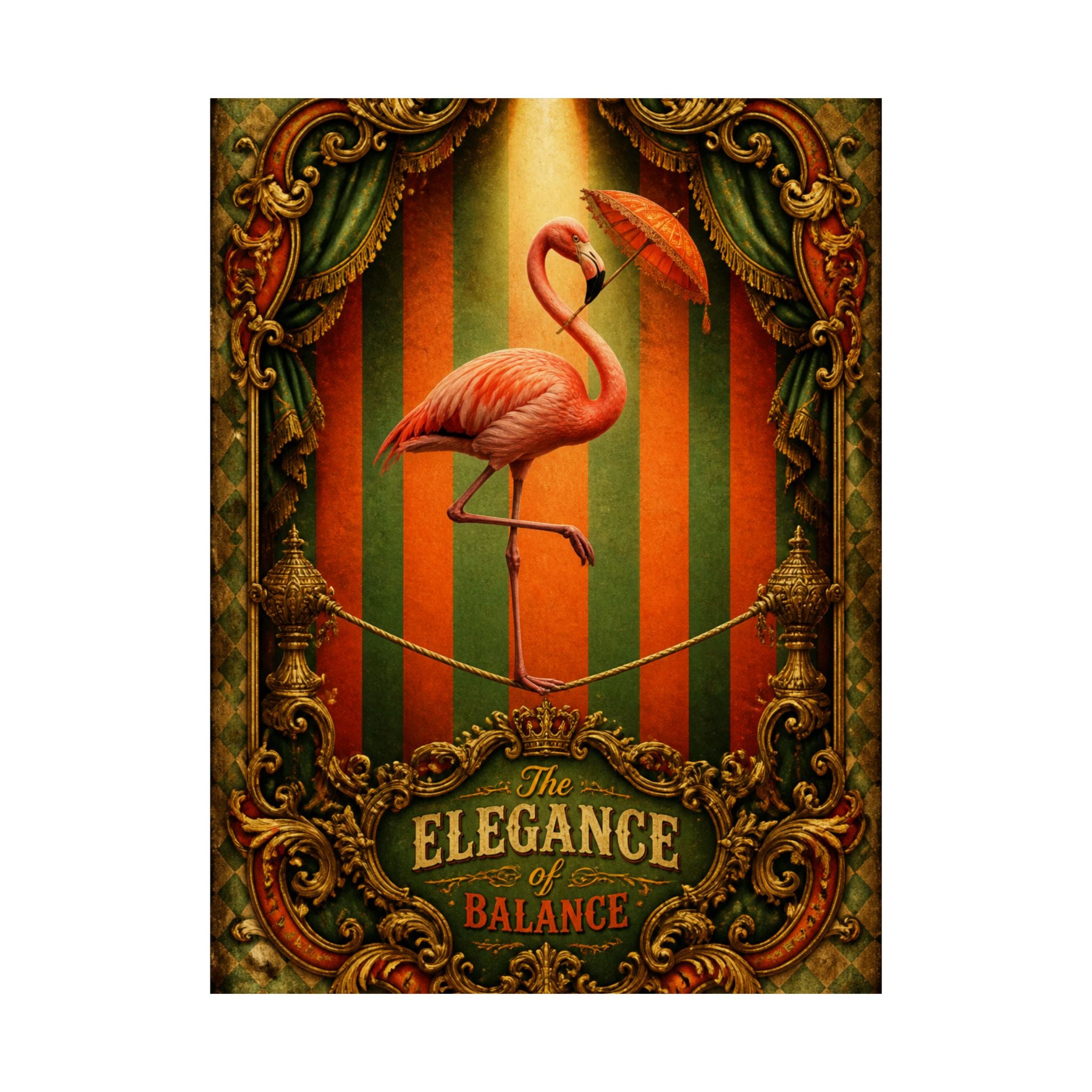 Flamingo Tightrope Wall Art Poster 18×24 Baroque Home Office Decor Maximalist Print