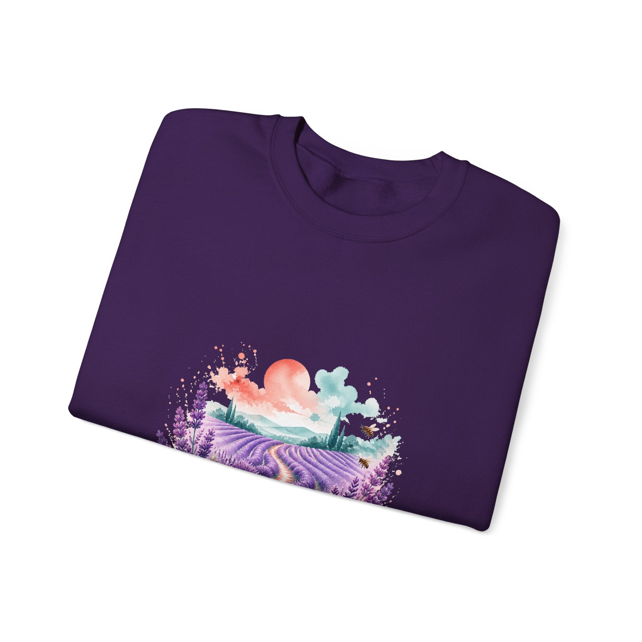 Matching Couple Sweatshirt - Lavender Fields & Canyon Matching Couple Comfort Colors Crew Watercolor Art His Hers Birthday Gift - Design A