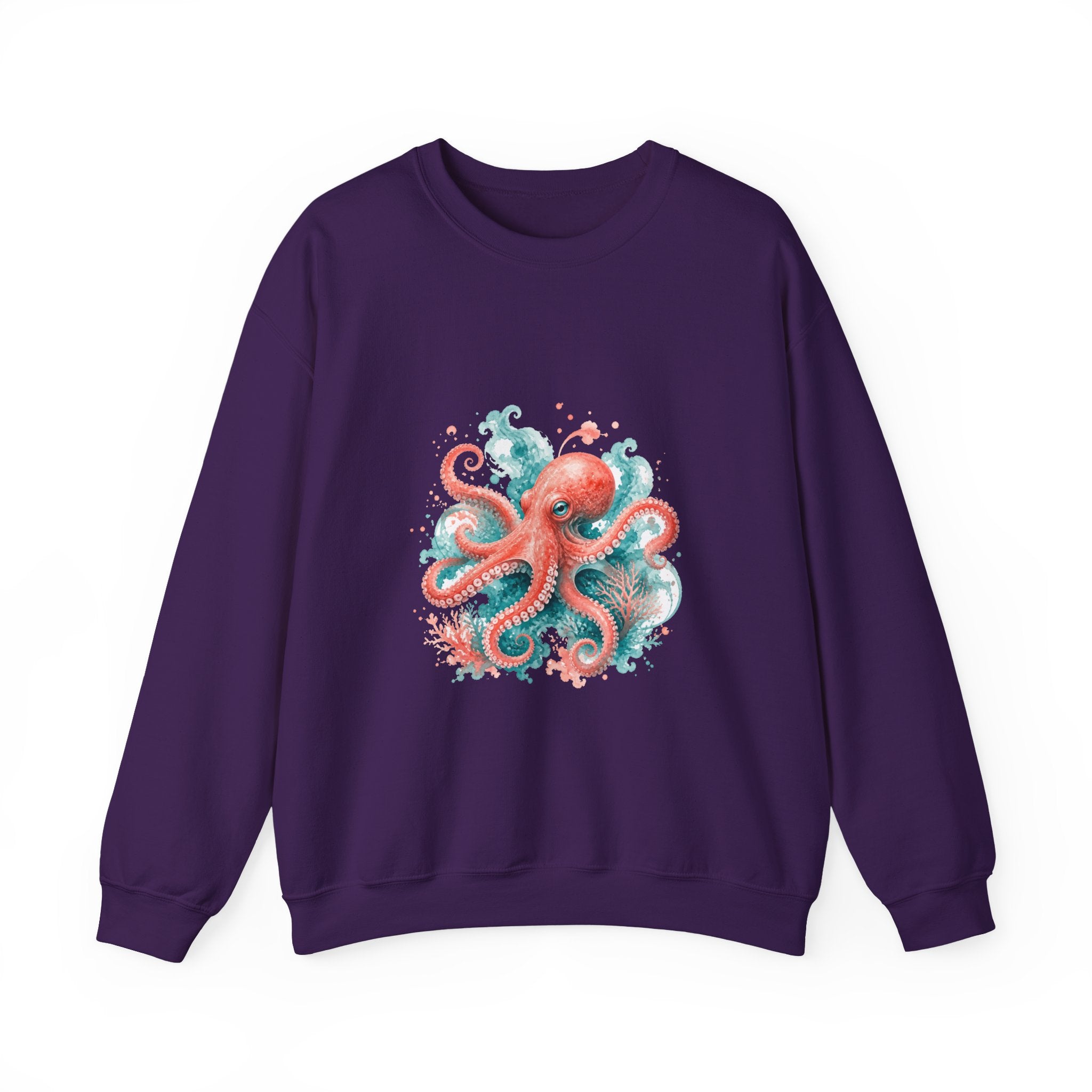 Matching Couple Sweatshirt - Octopus & Jellyfish Matching Couple Premium Fleece Sweatshirt Watercolor Art His Hers Birthday Gift - Design A