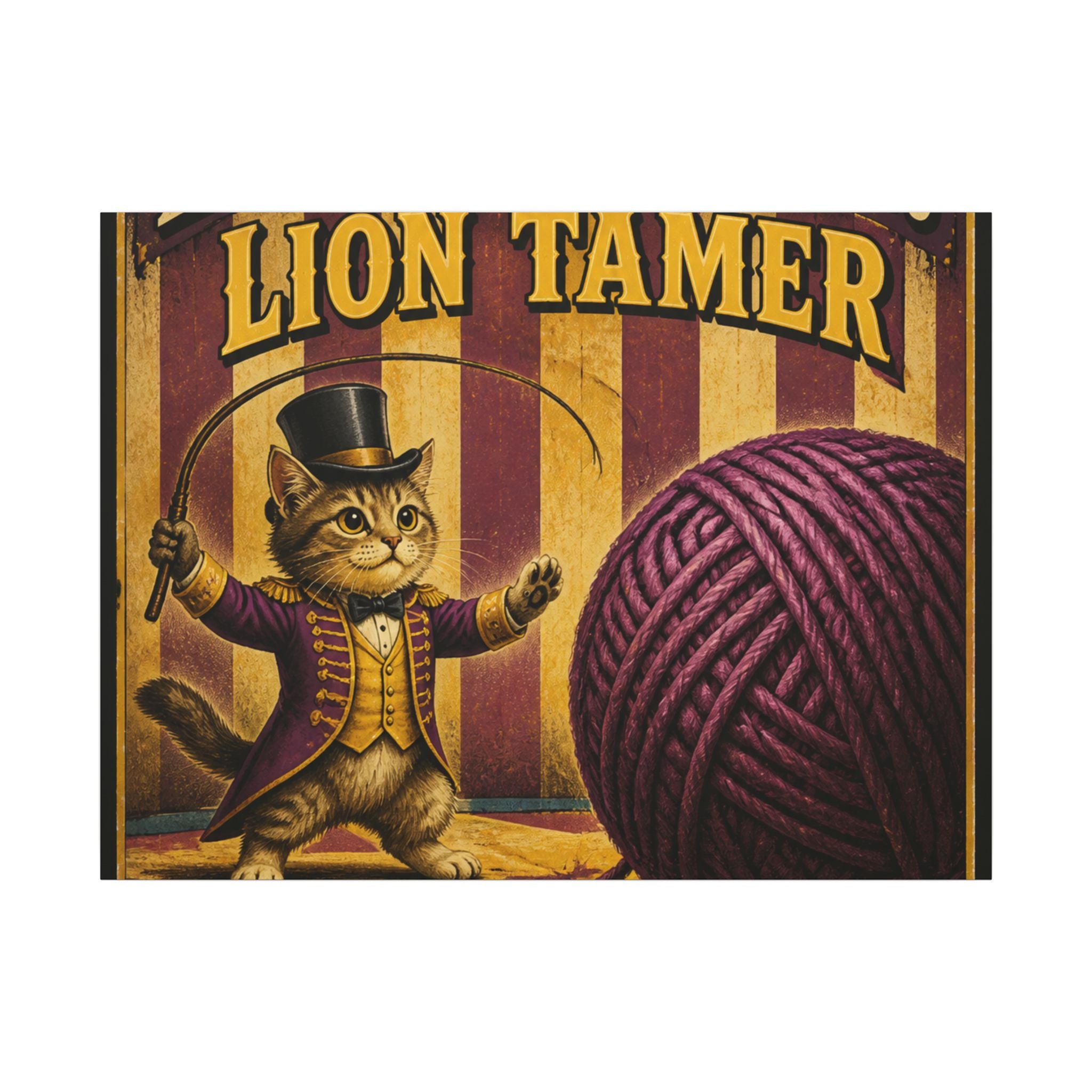 Cat Lion Tamer Wall Art Canvas 24×36 Vintage Circus Bedroom Decor Maximalist Print