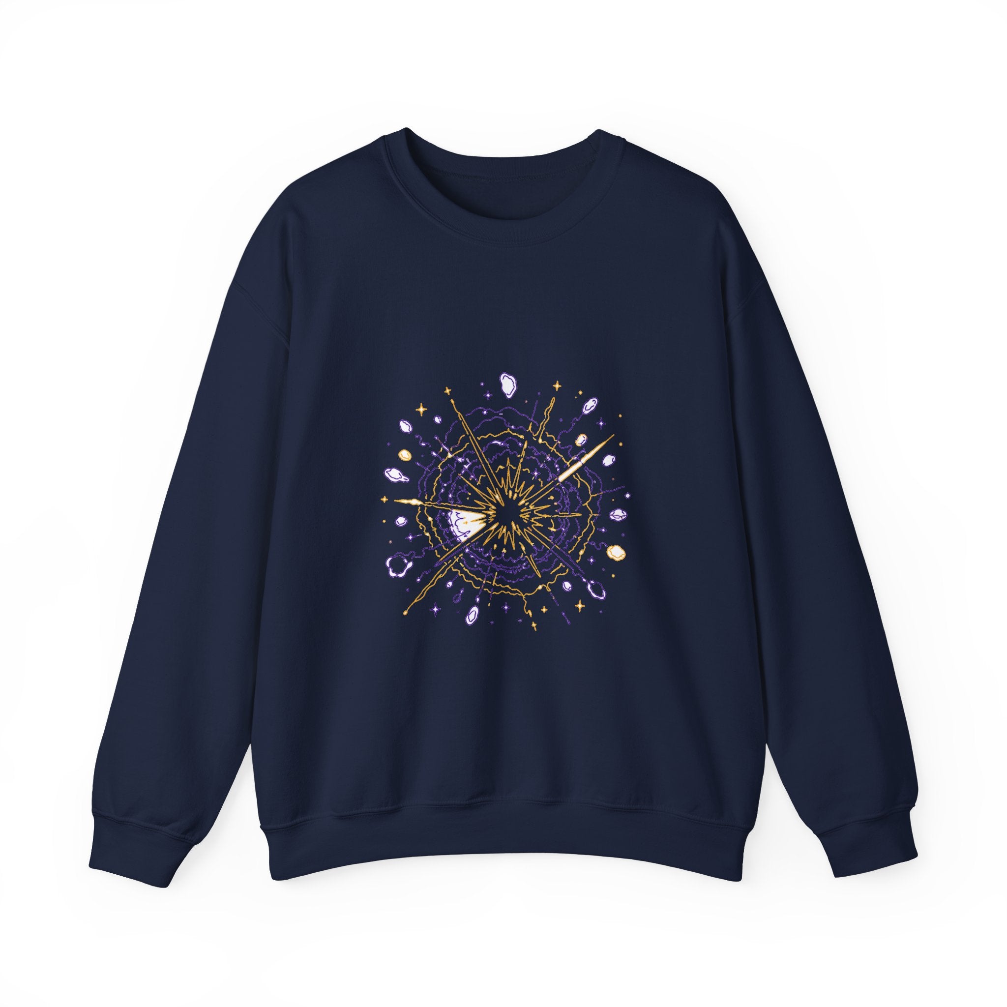 Matching Couple Sweatshirt - Galaxy & Supernova Matching Couple Crewneck Sweatshirt Minimalist Art His Hers Valentine Gift - Design B