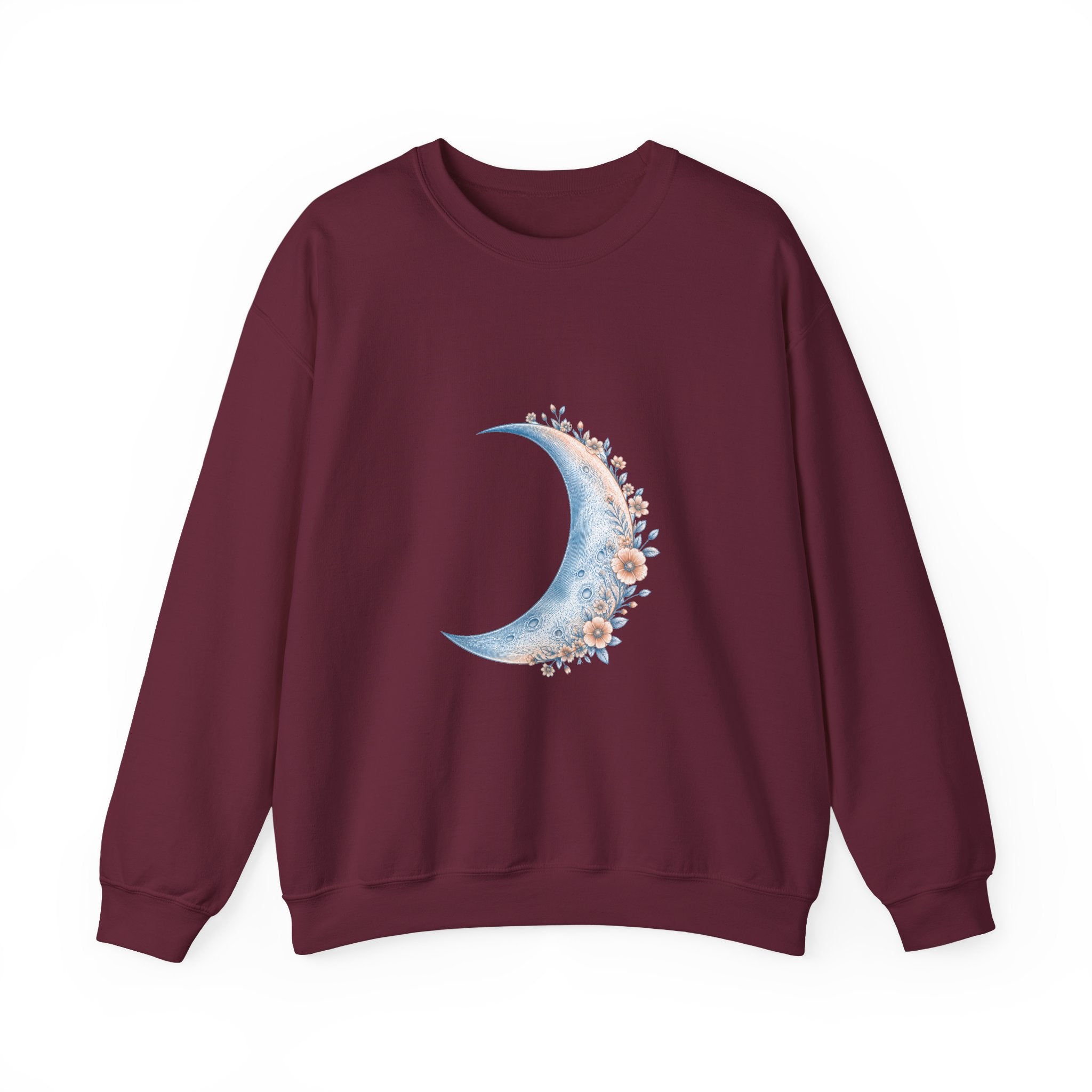 Matching Couple Sweatshirt - Waxing & Waning Moon Matching Couple Crewneck Sweatshirt Vintage Art His Hers Wedding Gift - Design A