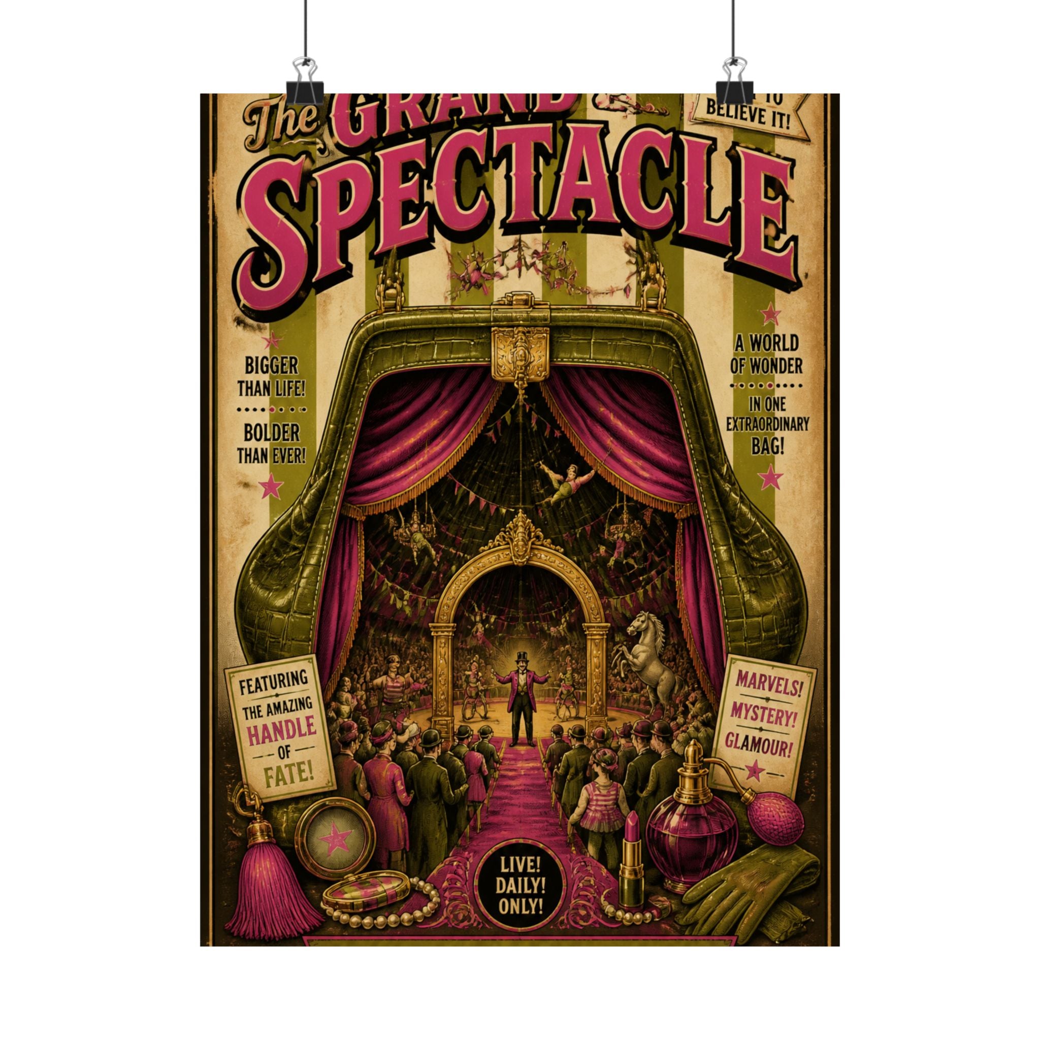 Handbag Big Top Wall Art Poster 18×24 Vintage Circus Kitchen Decor Maximalist Print