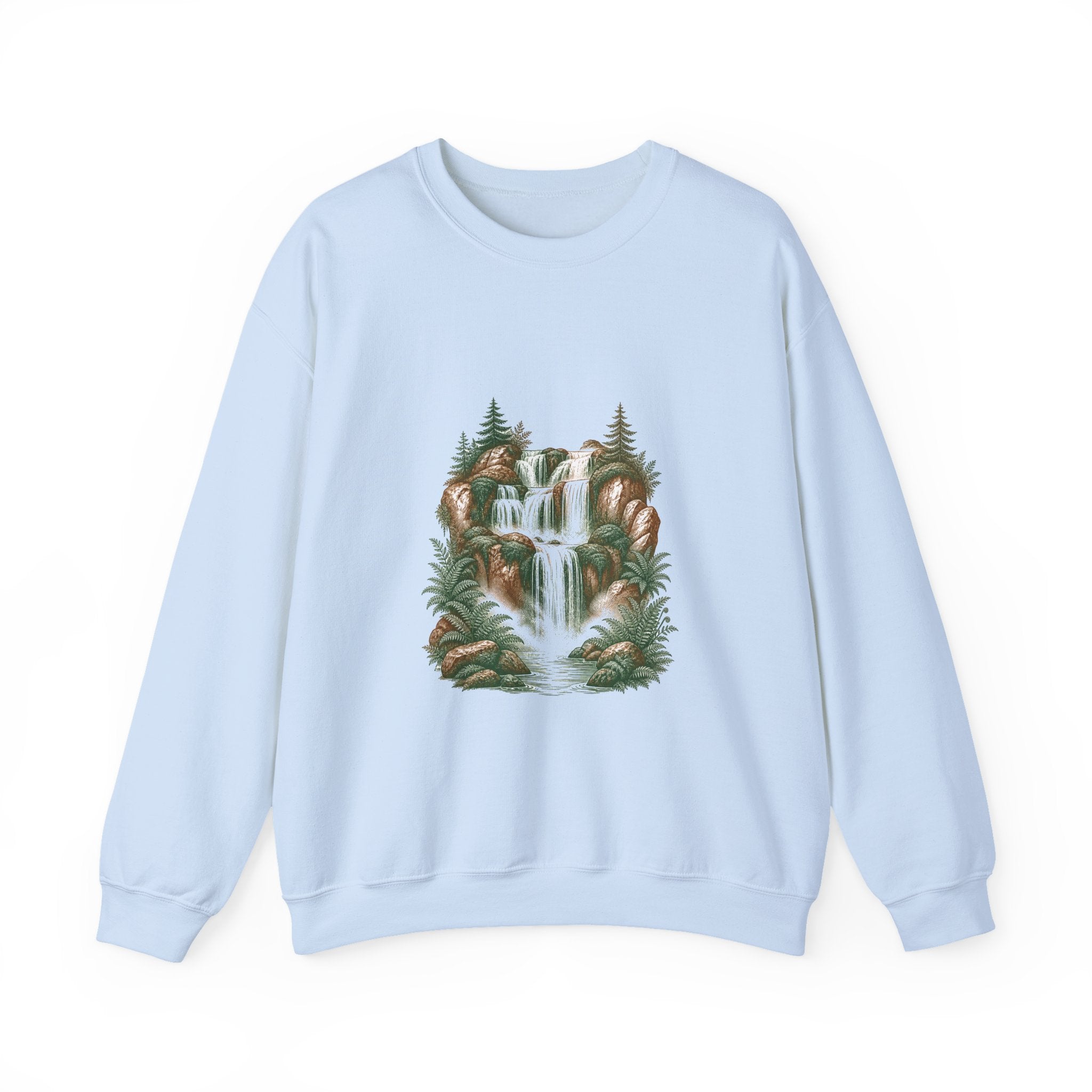 Matching Couple Sweatshirt - Wildfire & Waterfall Matching Couple Comfort Colors Crew Vintage Art His Hers Honeymoon Gift - Design B