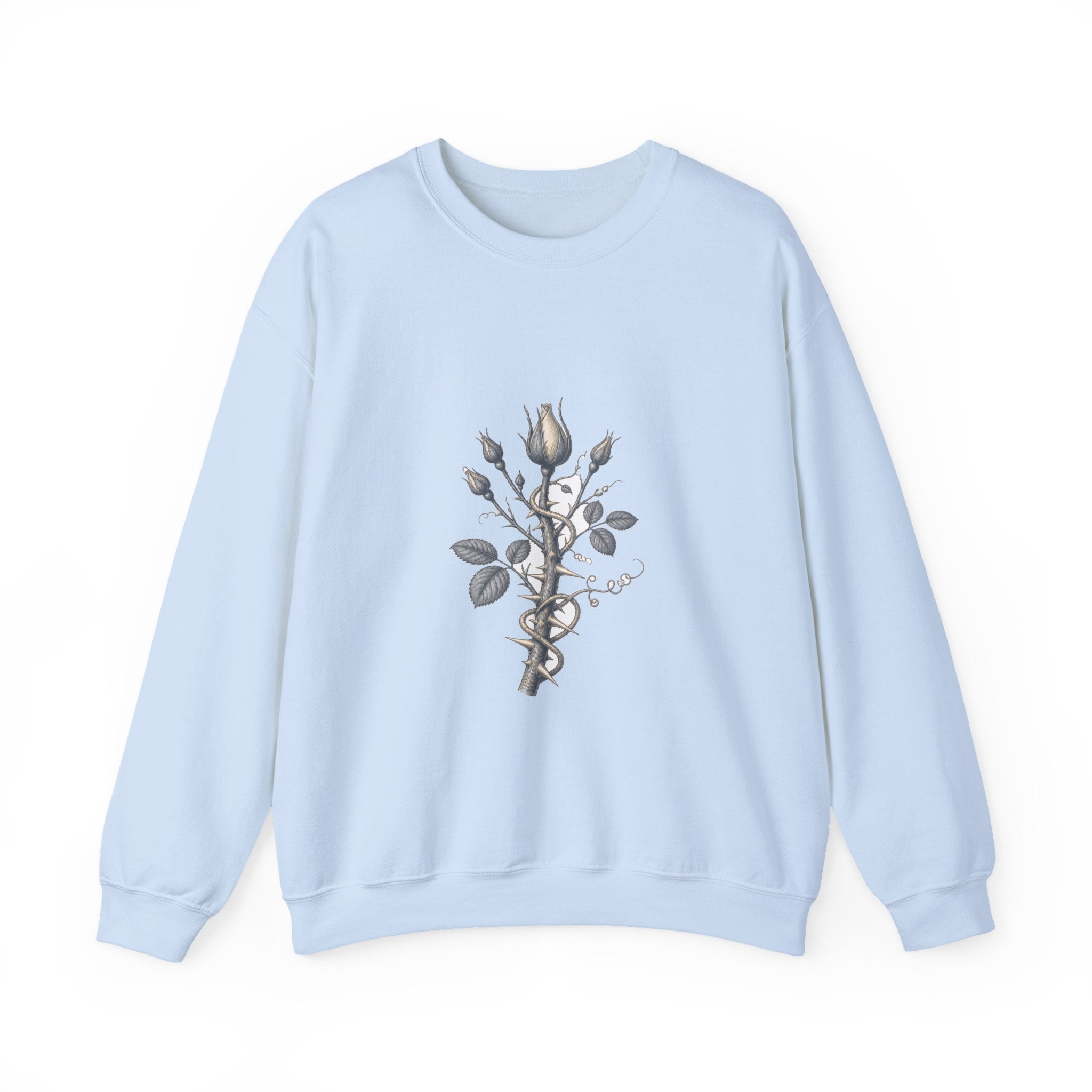 Matching Couple Sweatshirt - Rose & Thorn Matching Couple Crewneck Sweatshirt Vintage Art His Hers Wedding Gift - Design B