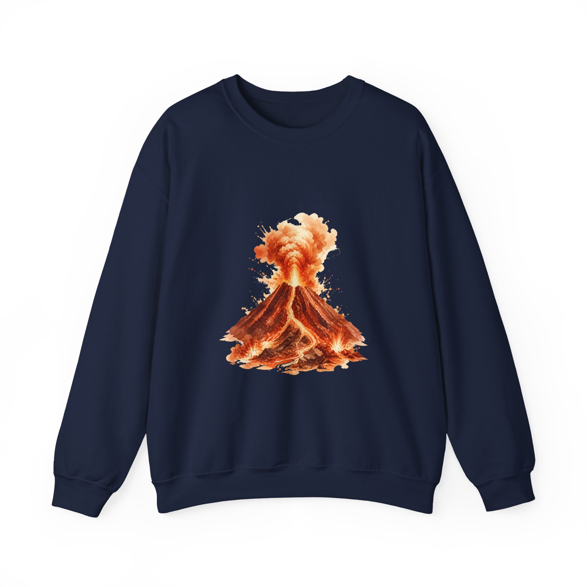 Matching Couple Sweatshirt - Volcano & Glacier Matching Couple Crewneck Sweatshirt Watercolor Art His Hers Engagement Gift - Design A