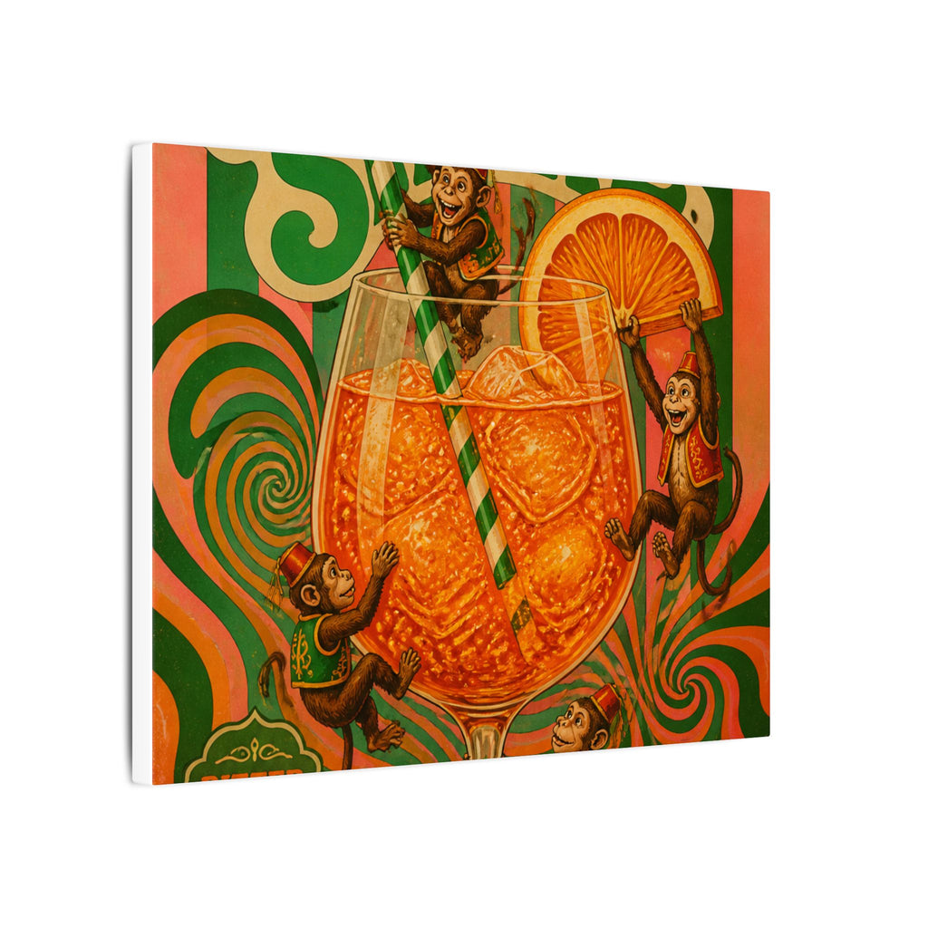 Aperol Spritz Monkeys Wall Art Canvas 16×20 Psychedelic Cafe Decor Maximalist Print