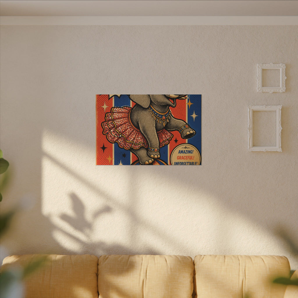 Elephant on Ball Wall Art Canvas 24×36 Pop Art Restaurant Decor Maximalist Print