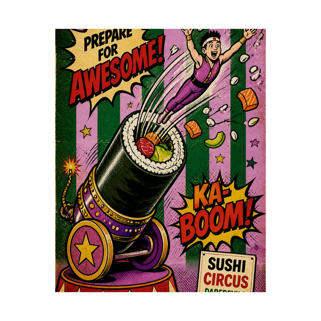 Sushi Roll Cannon Wall Art Poster 18×24 Pop Art Living Room Decor Maximalist Print