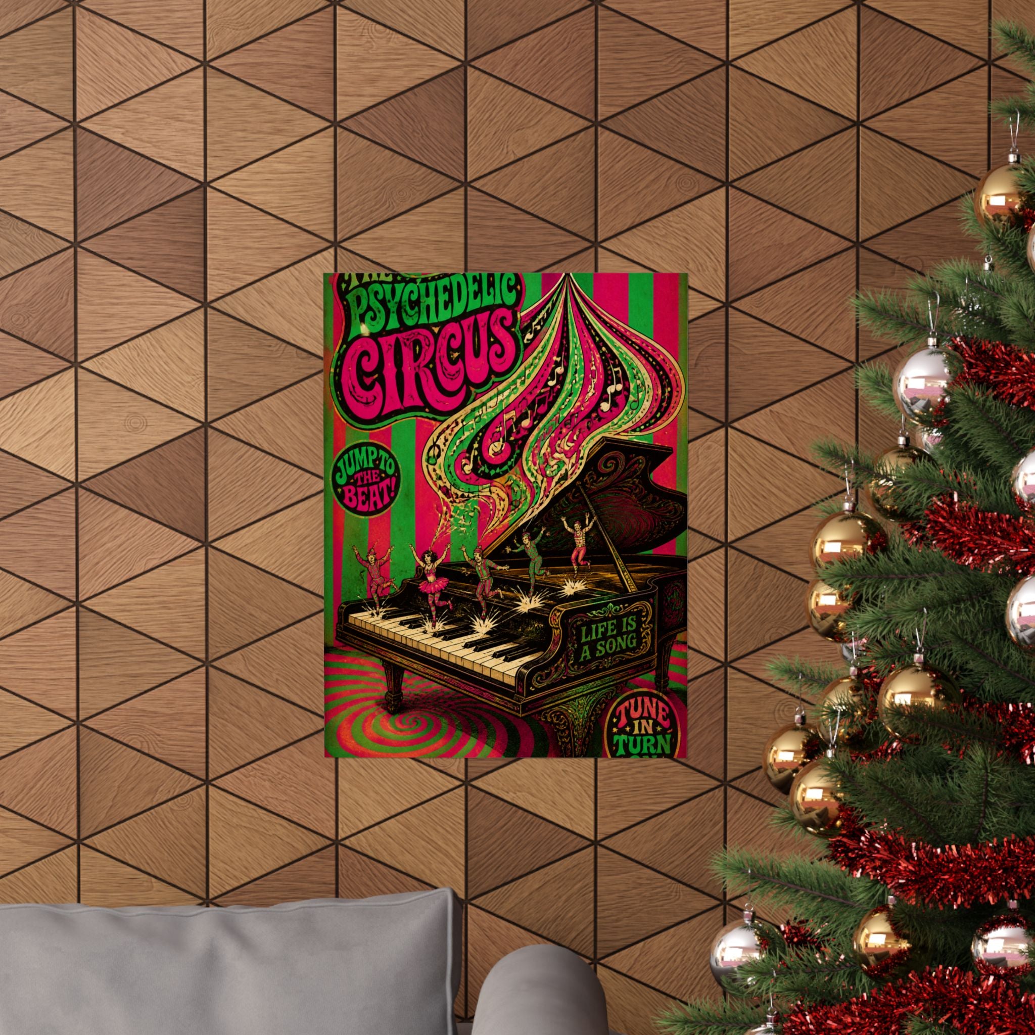 Grand Piano Acrobats Wall Art Poster 24×36 Psychedelic Dining Room Decor Maximalist Print