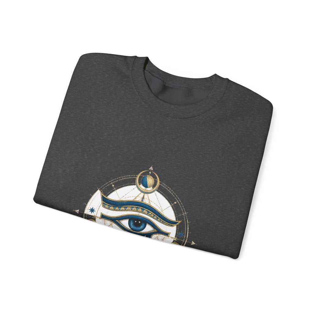 Matching Couple Sweatshirt - Eye of Ra & Horus Matching Couple Comfort Colors Crew Hand-Drawn Art His Hers Anniversary Gift - Design B