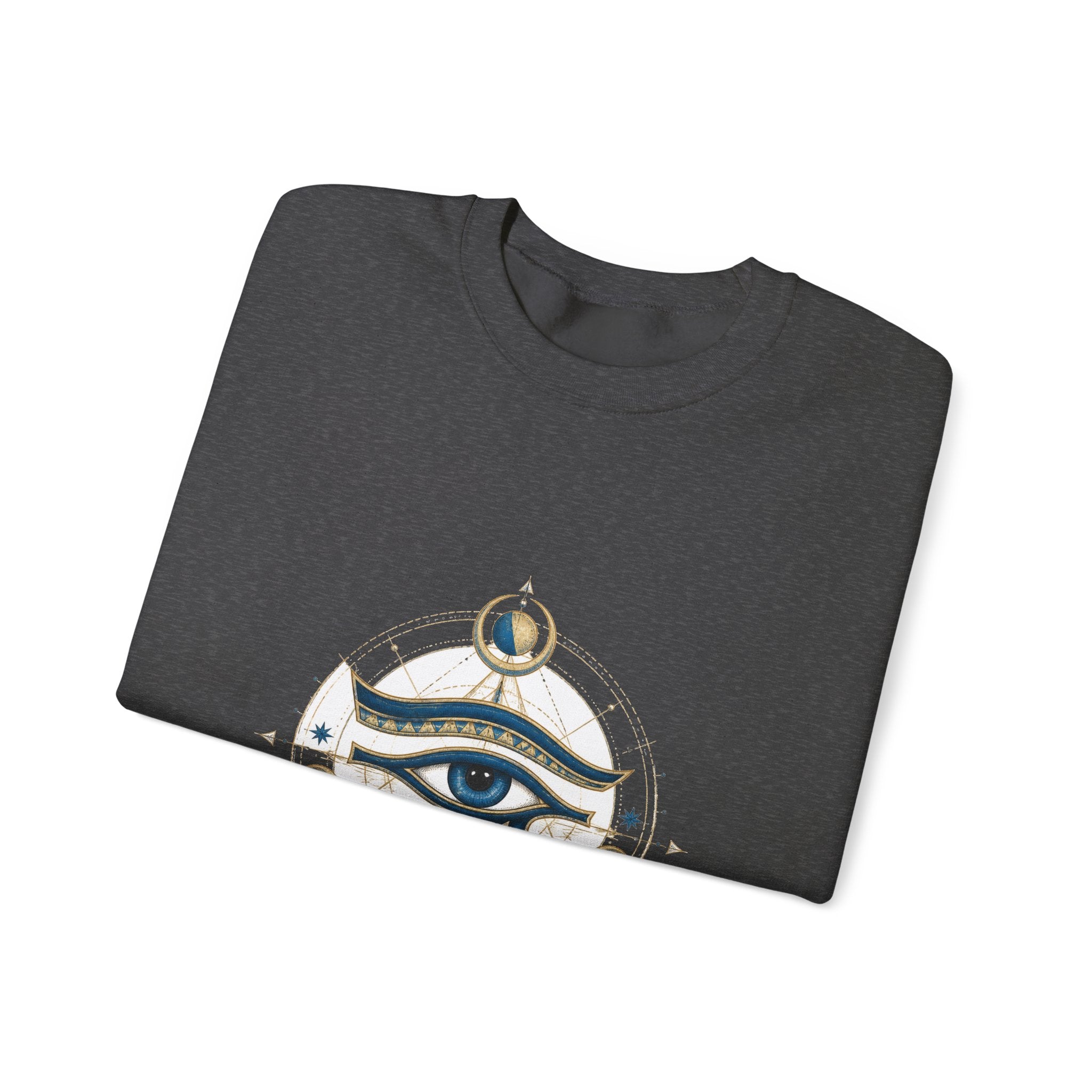 Matching Couple Sweatshirt - Eye of Ra & Horus Matching Couple Comfort Colors Crew Hand-Drawn Art His Hers Anniversary Gift - Design B