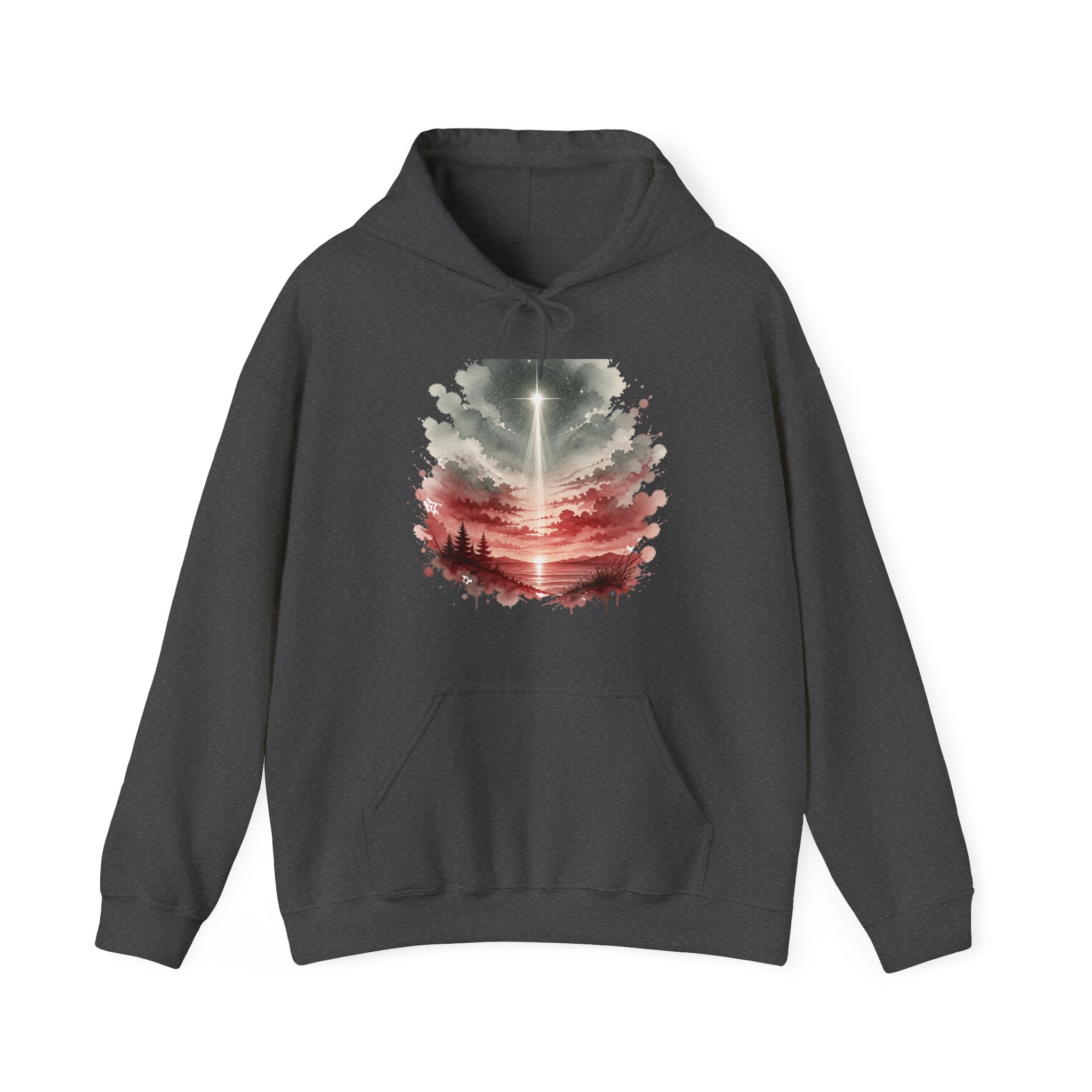 Matching Couple Sweatshirt - Evening & Morning Star Matching Couple Hooded Sweatshirt Watercolor Art His Hers Engagement Gift - Design A