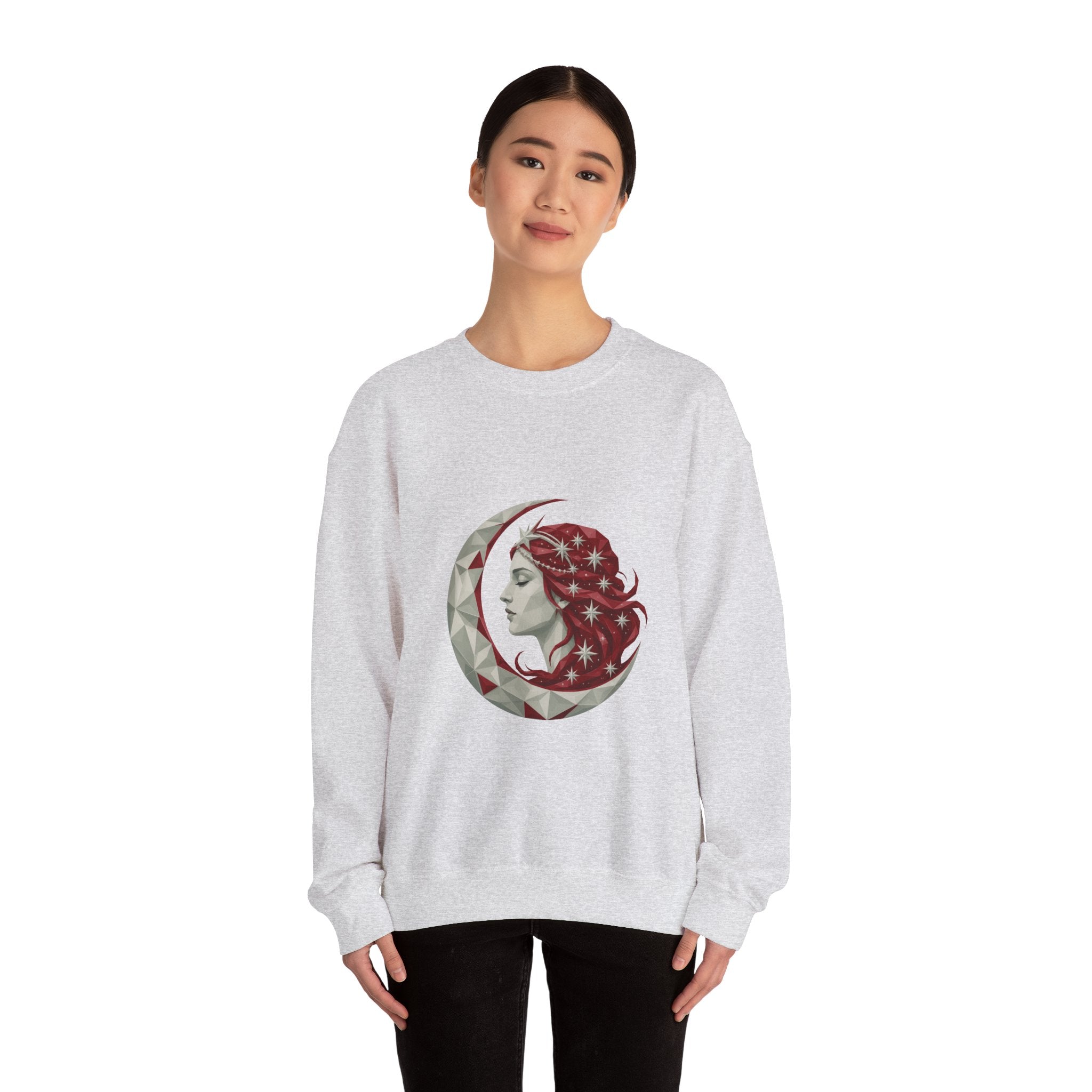Matching Couple Sweatshirt - Helios & Selene Matching Couple Premium Fleece Sweatshirt Geometric Art His Hers Love Gift - Design B