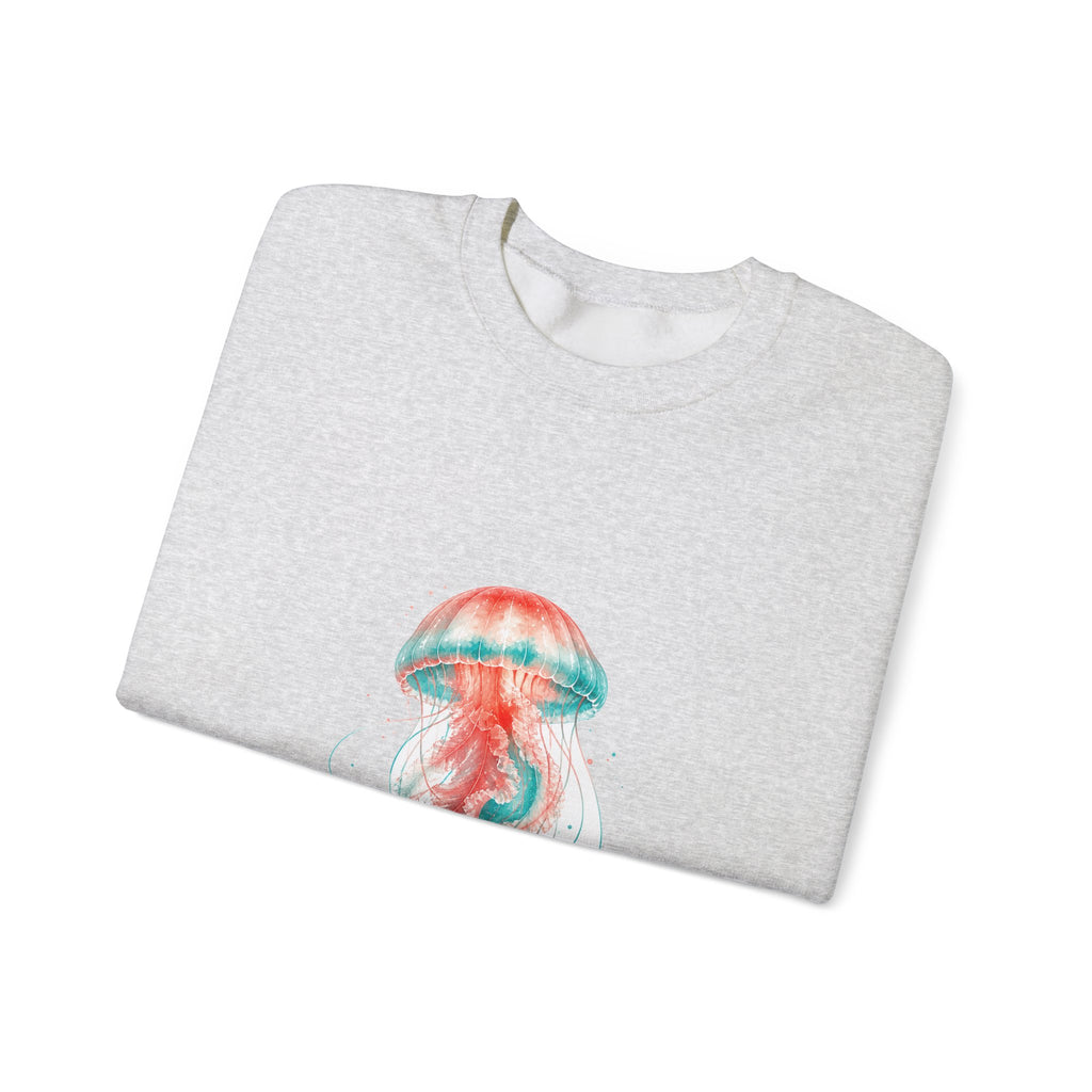Matching Couple Sweatshirt - Octopus & Jellyfish Matching Couple Premium Fleece Sweatshirt Watercolor Art His Hers Birthday Gift - Design B