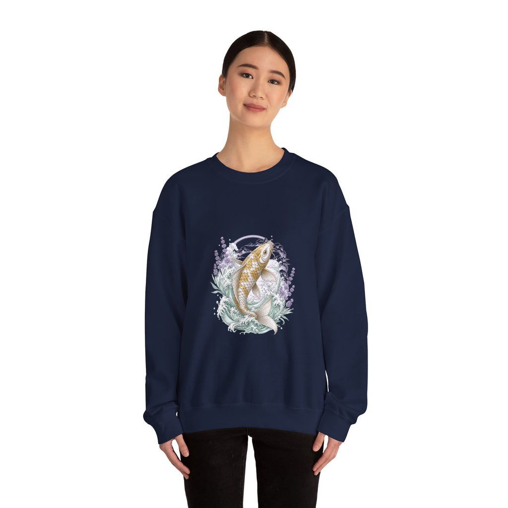 Matching Couple Sweatshirt - Koi Fish Yin Yang Matching Couple Crewneck Sweatshirt Vintage Art His Hers Wedding Gift - Design A