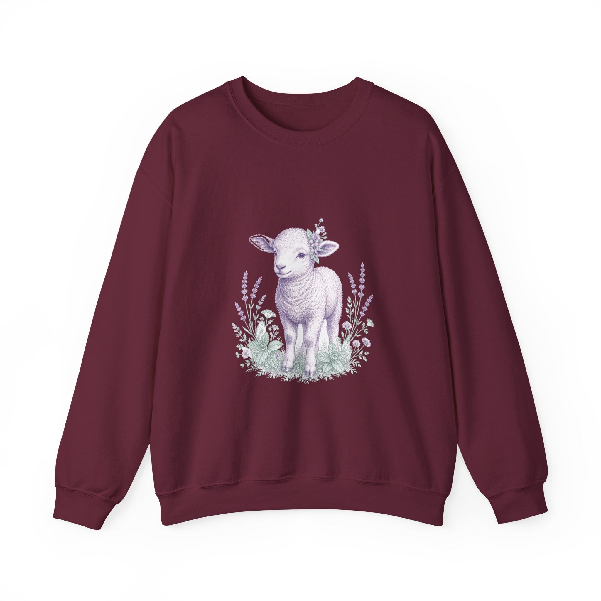 Matching Couple Sweatshirt - Lion & Lamb Matching Couple Crewneck Sweatshirt Vintage Art His Hers Wedding Gift - Design B