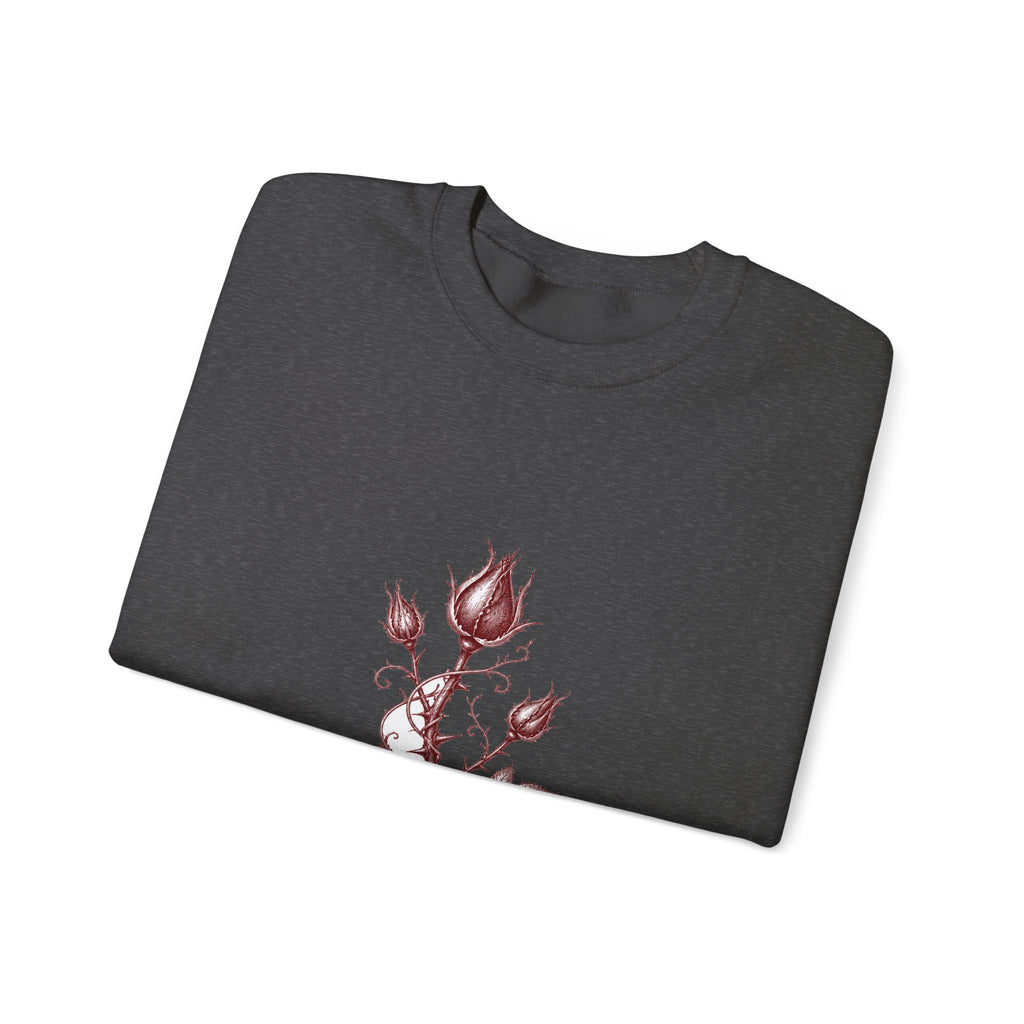 Matching Couple Sweatshirt - Rose & Thorn Matching Couple Crewneck Sweatshirt Hand-Drawn Art His Hers Best Friend Gift - Design B