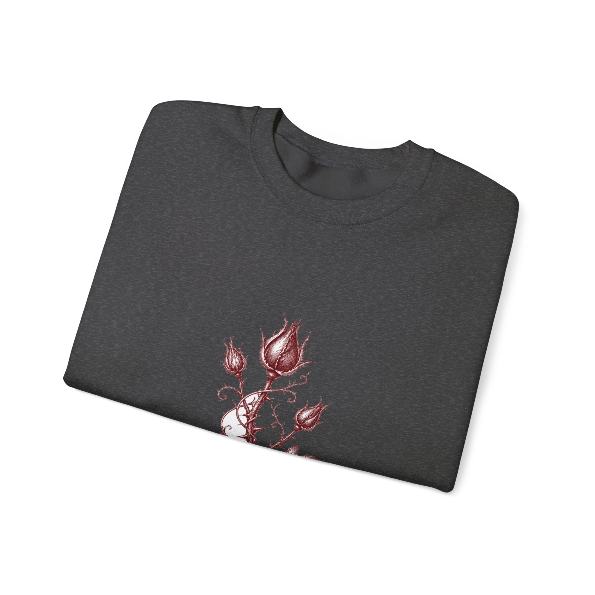 Matching Couple Sweatshirt - Rose & Thorn Matching Couple Crewneck Sweatshirt Hand-Drawn Art His Hers Best Friend Gift - Design B
