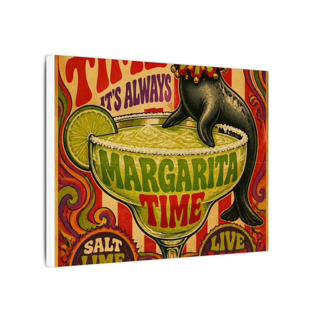 Margarita Balancing Seal Wall Art Canvas 24×36 Psychedelic Dining Room Decor Maximalist Print