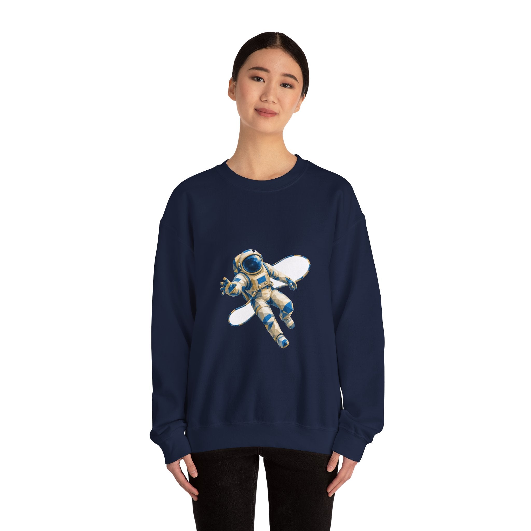 Matching Couple Sweatshirt - Astronaut & Planet Matching Couple Premium Fleece Sweatshirt Geometric Art His Hers Love Gift - Design A