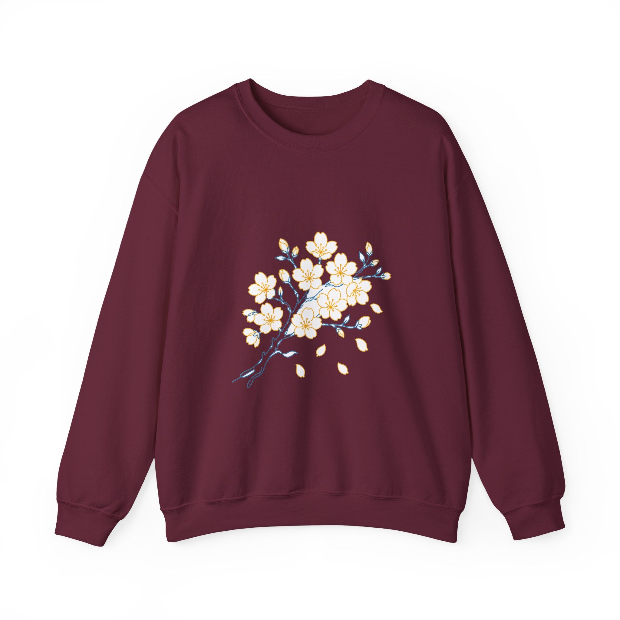 Matching Couple Sweatshirt - Cherry Blossom & Maple Leaf Matching Couple Comfort Colors Crew Minimalist Art His Hers Christmas Gift - Design A