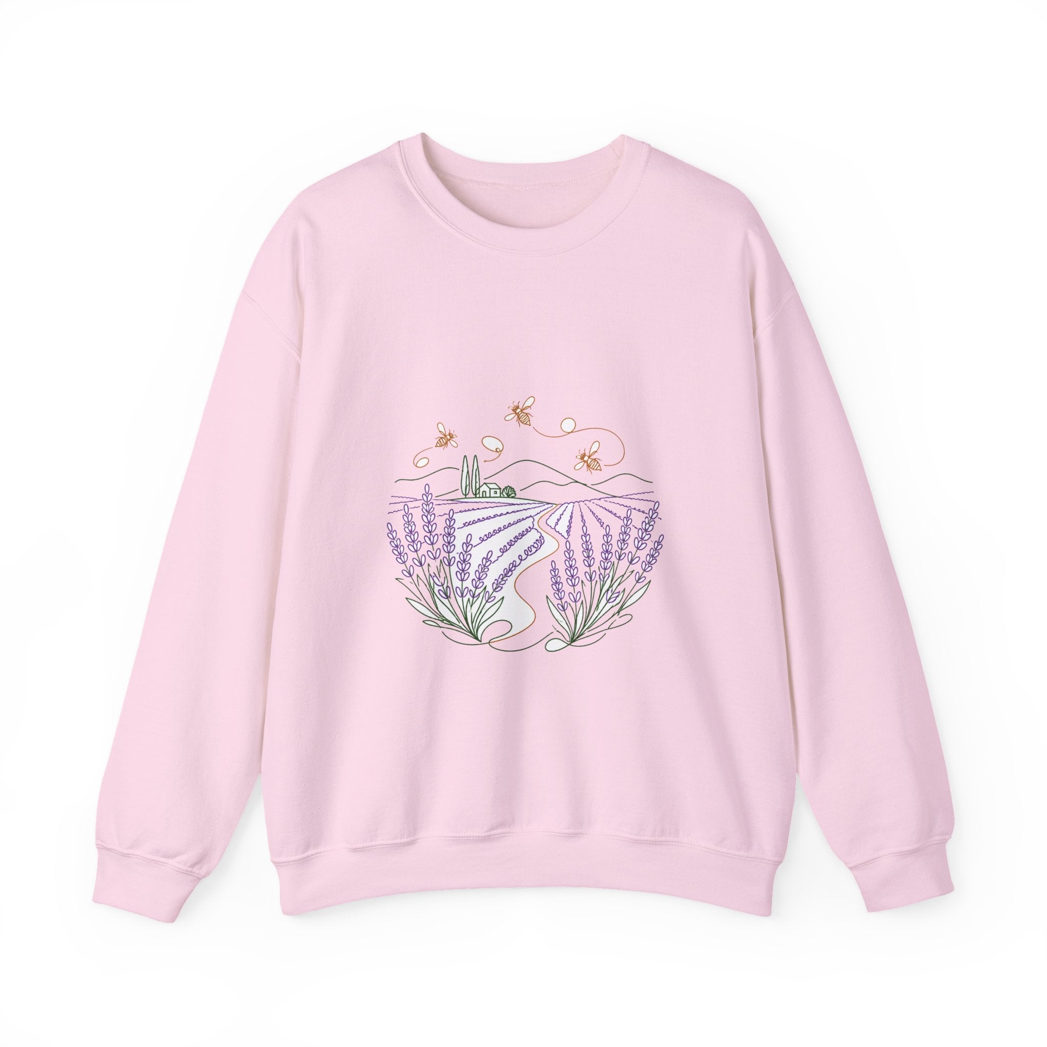 Matching Couple Sweatshirt - Lavender Fields & Canyon Matching Couple Premium Fleece Sweatshirt Minimalist Art His Hers Christmas Gift - Design A