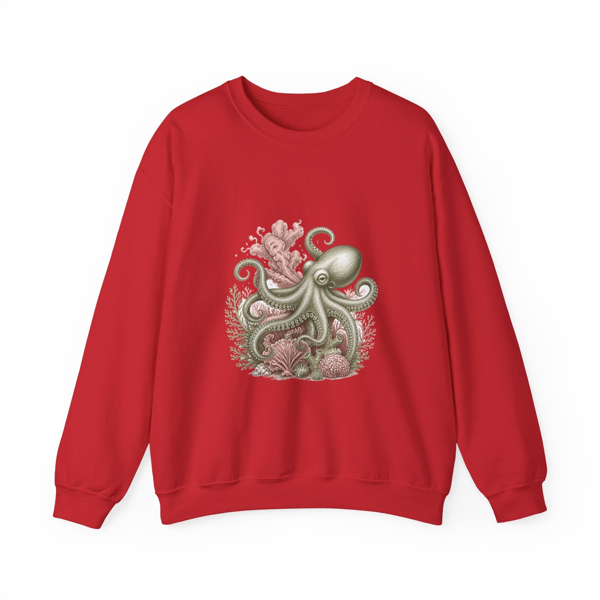 Matching Couple Sweatshirt - Octopus & Jellyfish Matching Couple Premium Fleece Sweatshirt Vintage Art His Hers Honeymoon Gift - Design A