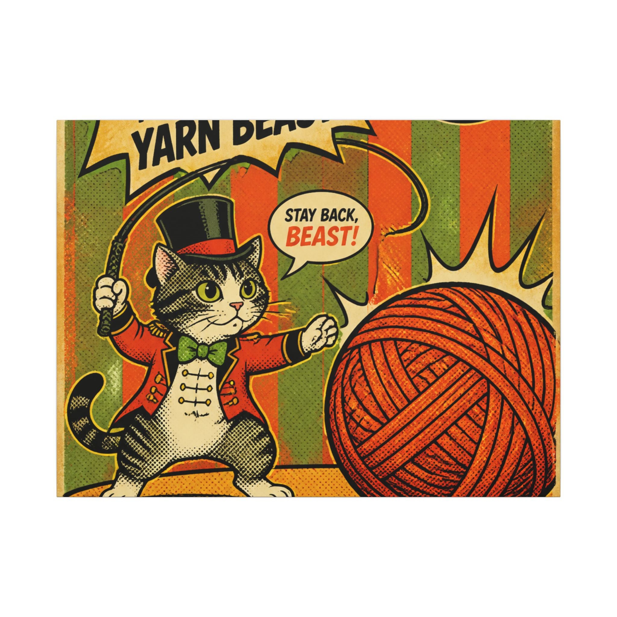 Cat Lion Tamer Wall Art Canvas 16×20 Pop Art Living Room Decor Maximalist Print