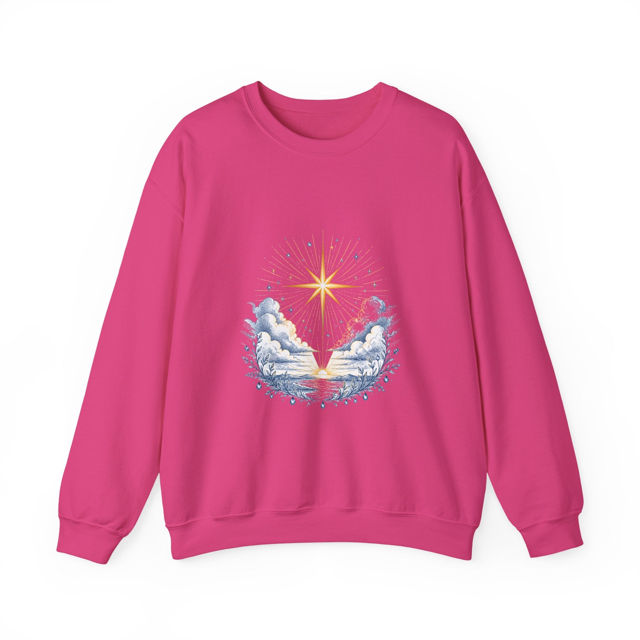 Matching Couple Sweatshirt - Evening & Morning Star Matching Couple Premium Fleece Sweatshirt Hand-Drawn Art His Hers Anniversary Gift - Design B