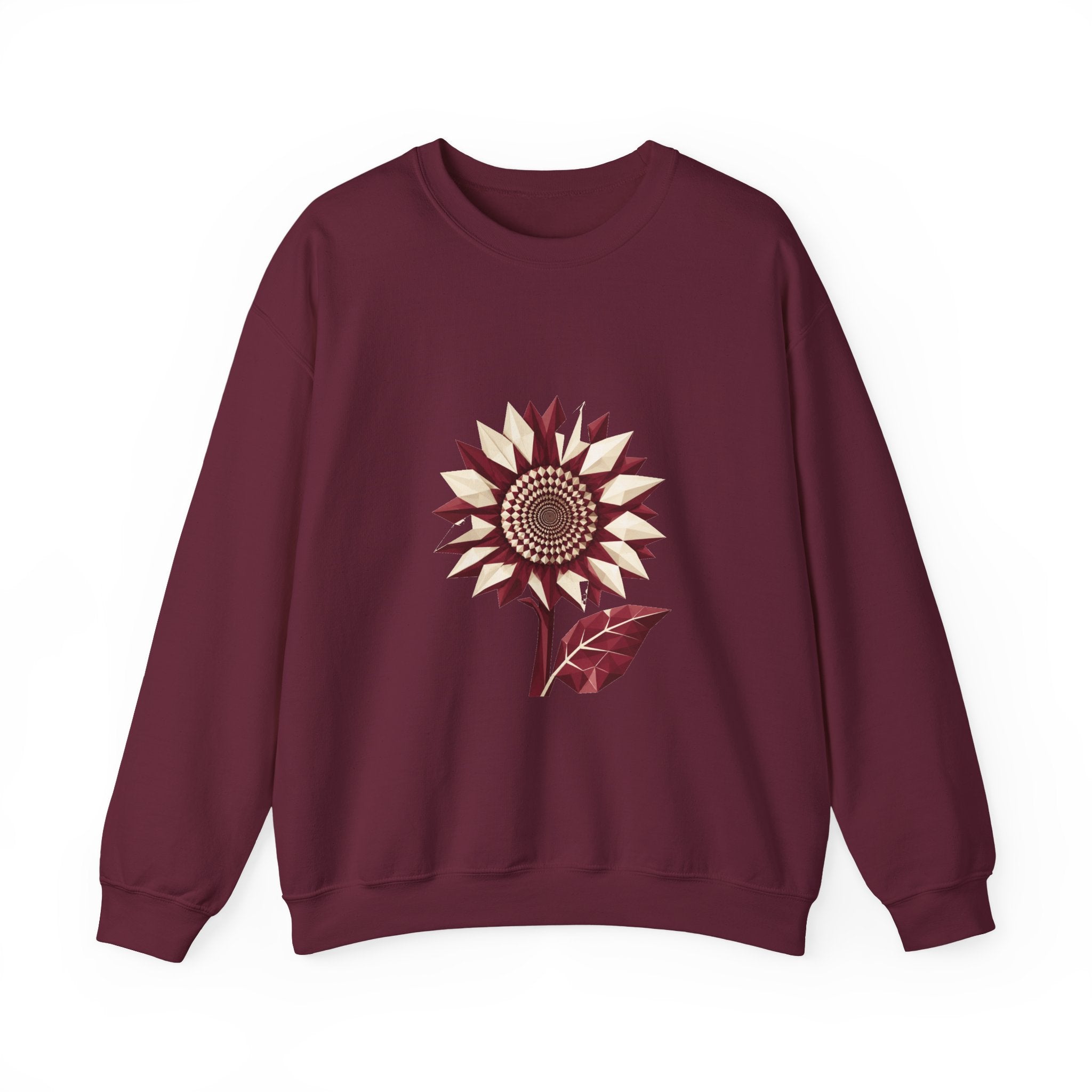 Matching Couple Sweatshirt - Sunflower & Moonflower Matching Couple Premium Fleece Sweatshirt Geometric Art His Hers Love Gift - Design A