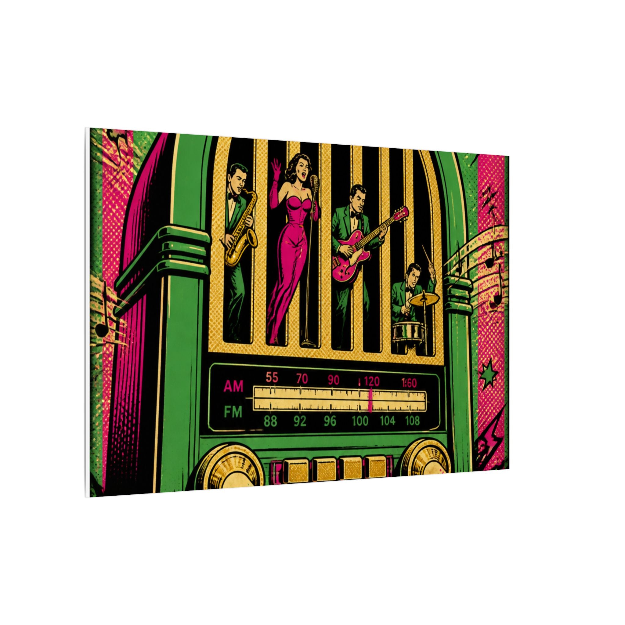 Vintage Radio Stage Wall Art Canvas 16×20 Pop Art Living Room Decor Maximalist Print