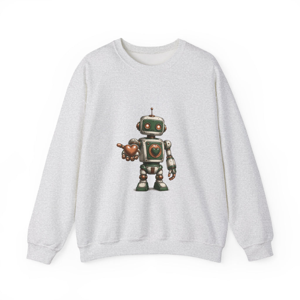 Matching Couple Sweatshirt - Robot & Heart Matching Couple Crewneck Sweatshirt Hand-Drawn Art His Hers Best Friend Gift - Design A
