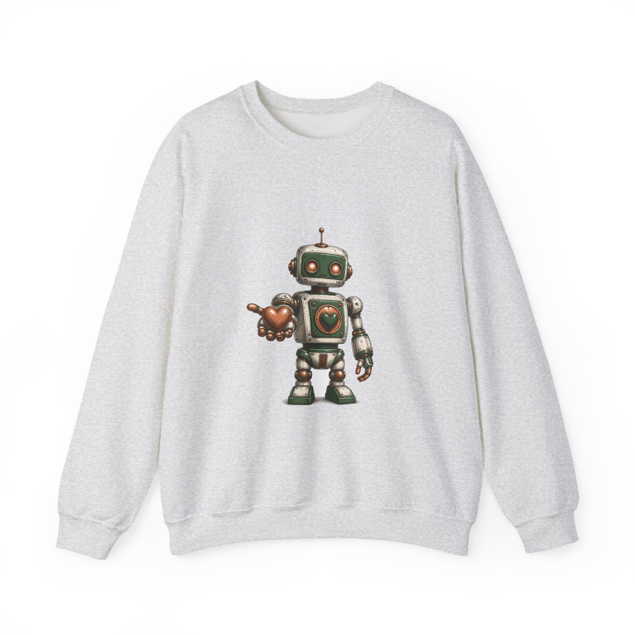 Matching Couple Sweatshirt - Robot & Heart Matching Couple Crewneck Sweatshirt Hand-Drawn Art His Hers Best Friend Gift - Design A