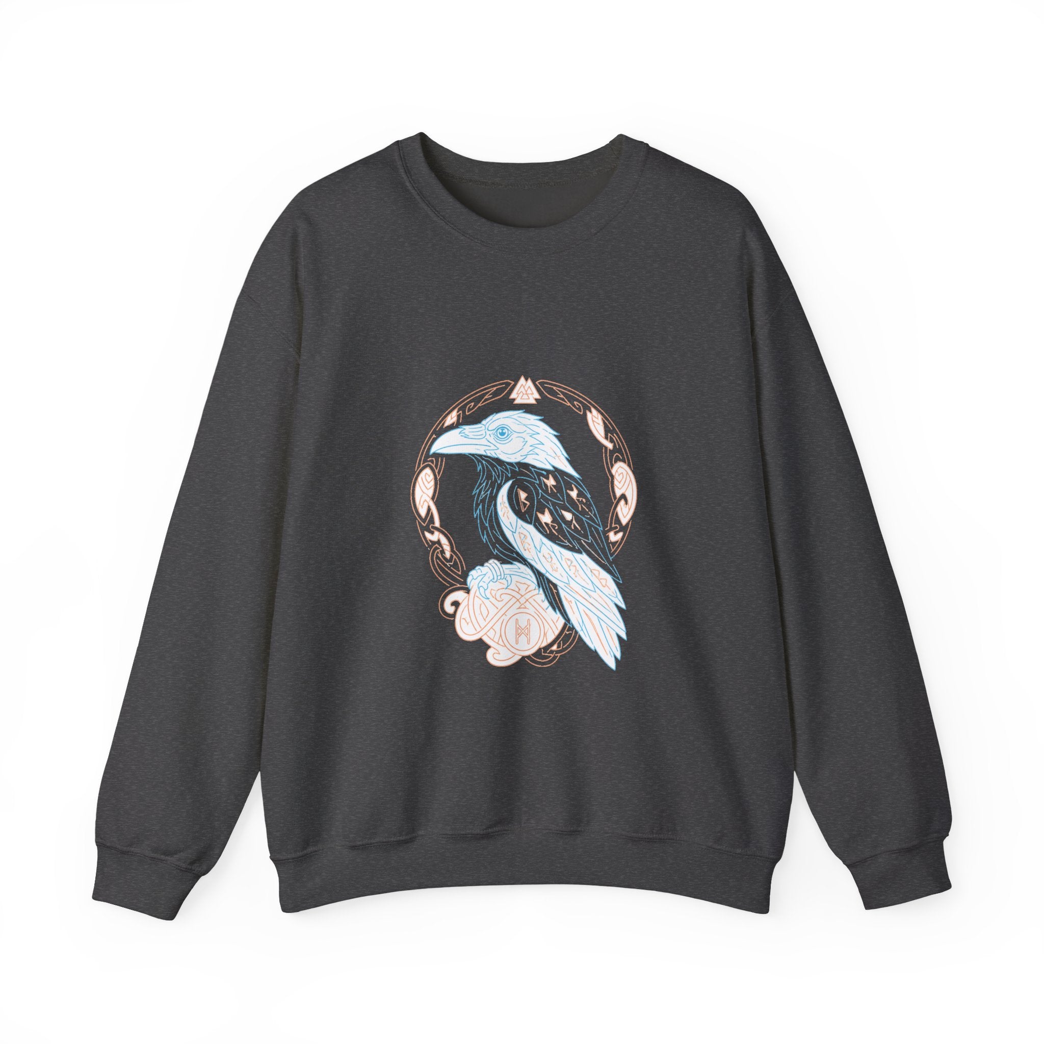 Matching Couple Sweatshirt - Huginn & Muninn Matching Couple Crewneck Sweatshirt Minimalist Art His Hers Valentine Gift - Design A