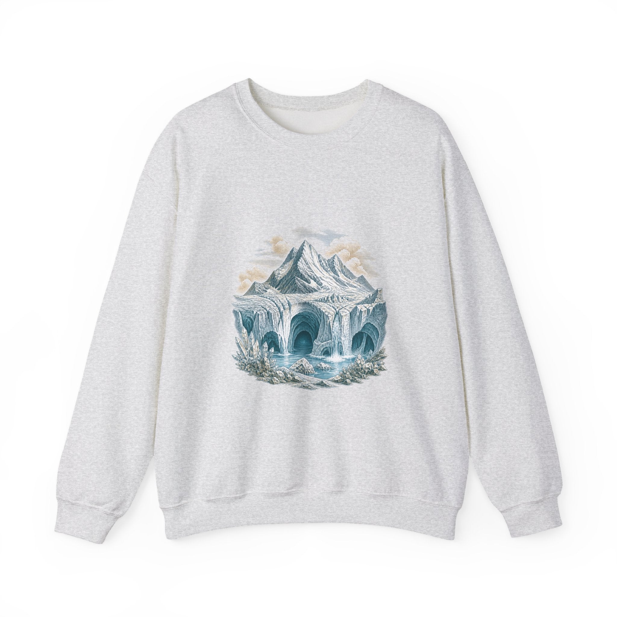 Matching Couple Sweatshirt - Volcano & Glacier Matching Couple Premium Fleece Sweatshirt Vintage Art His Hers Honeymoon Gift - Design B